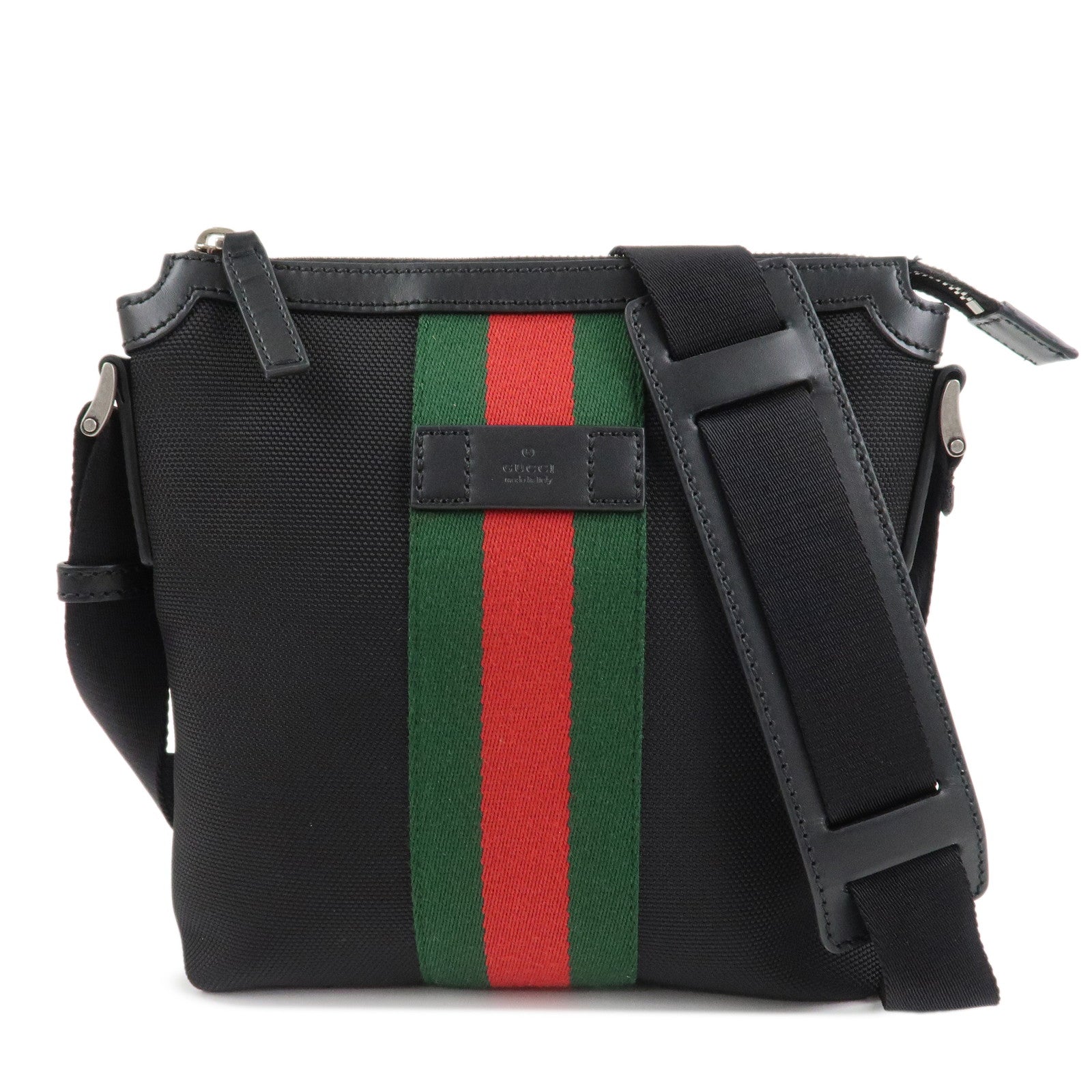 GUCCI Sherry Canvas Leather Shoulder Bag Crossbody Bag Black 631195