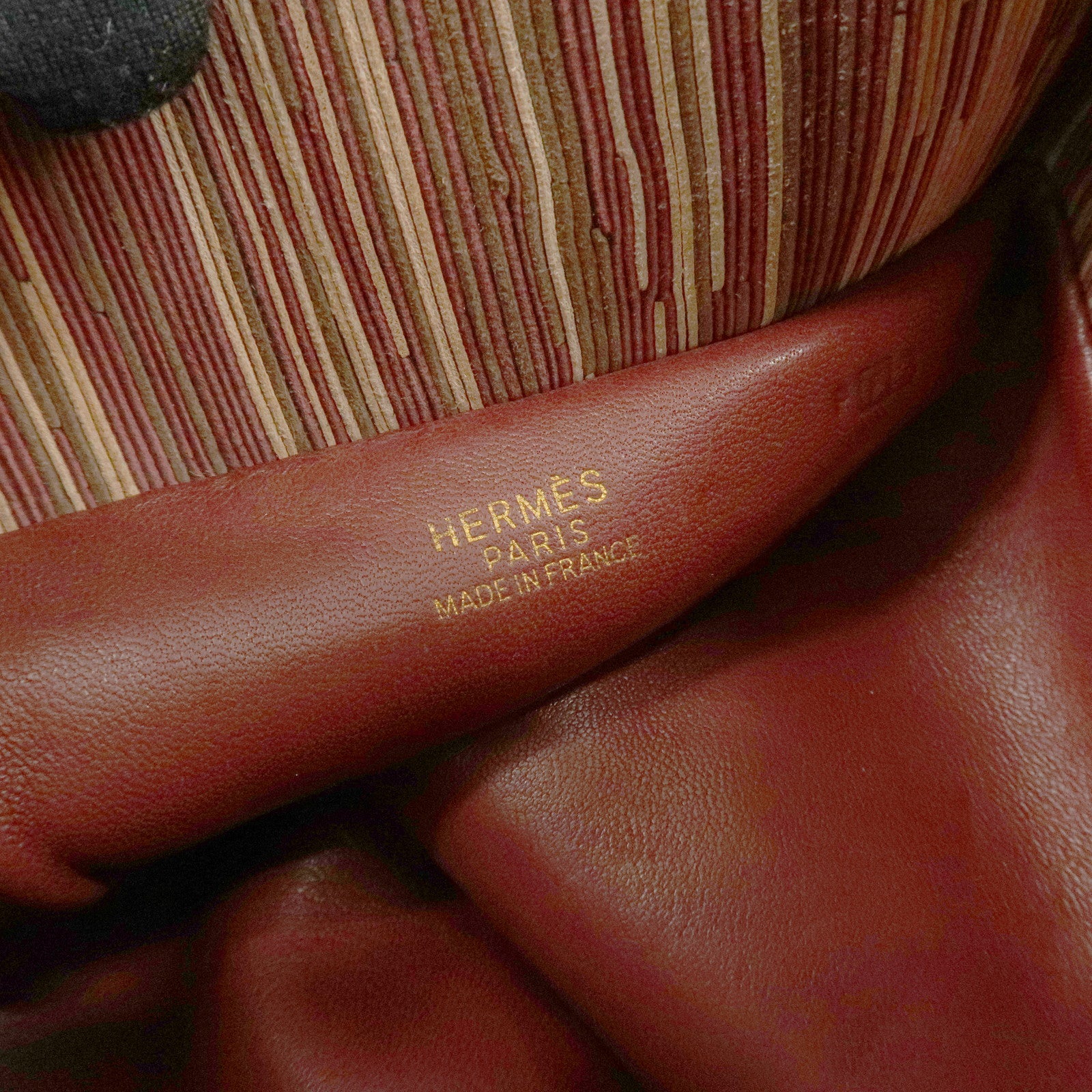 HERMES Leather Vibrato Jules Hand Bag F Engraved Multicolor Used