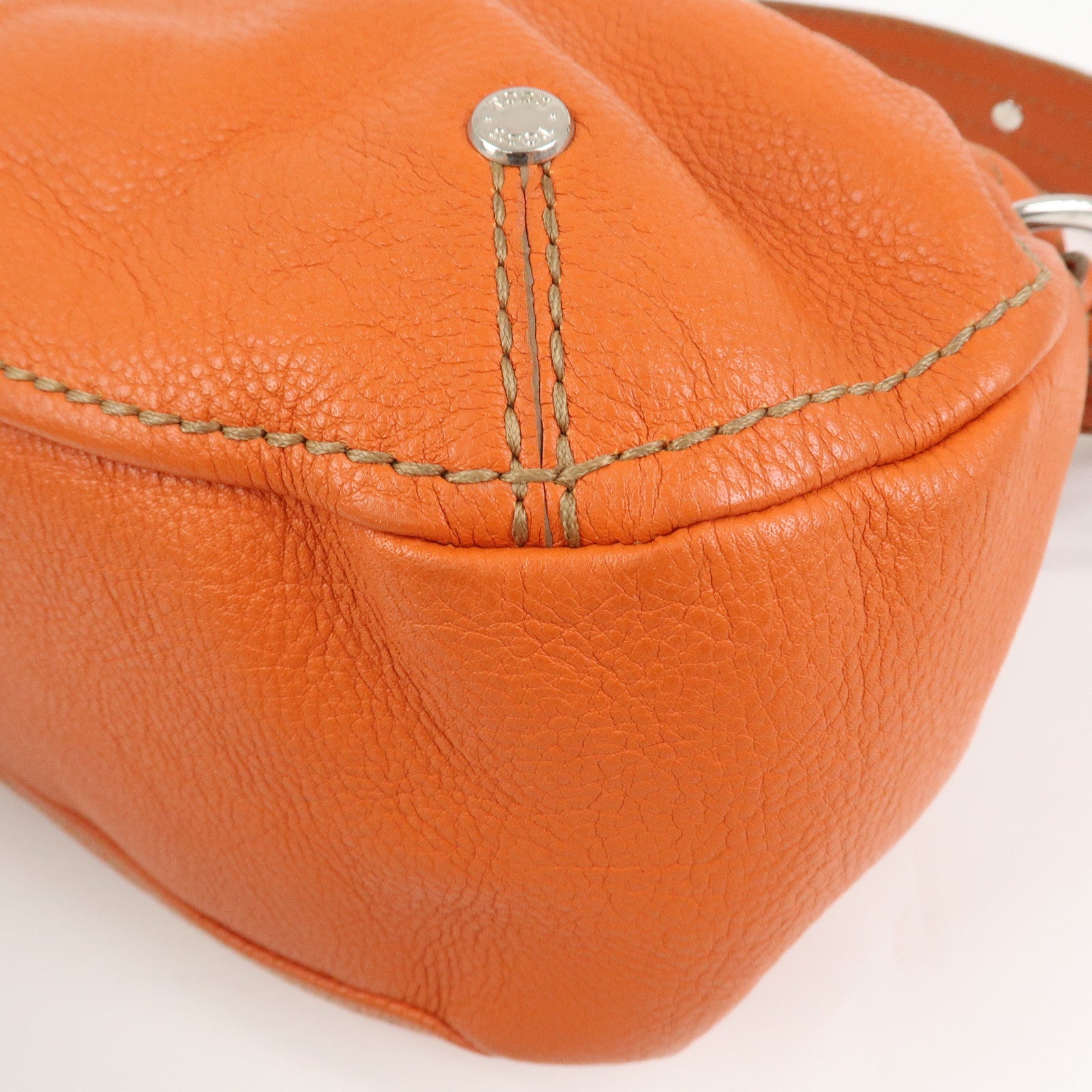 TOD’S Leather Shoulder Bag Hand Bag Orange