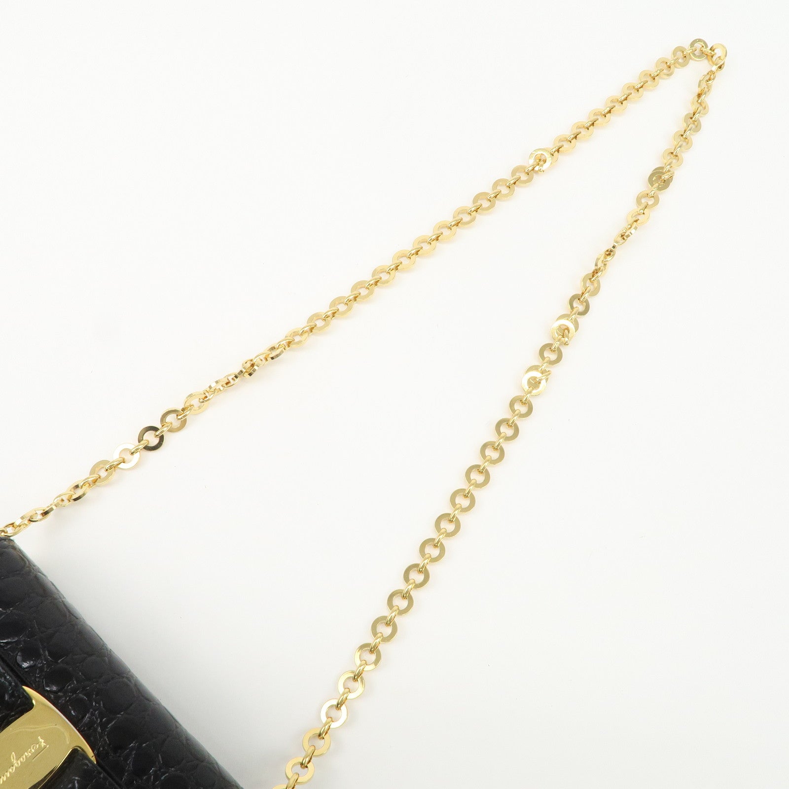 Ferragamo Vara Ribbon Leather Chain Shoulder Bag Black AQ213202