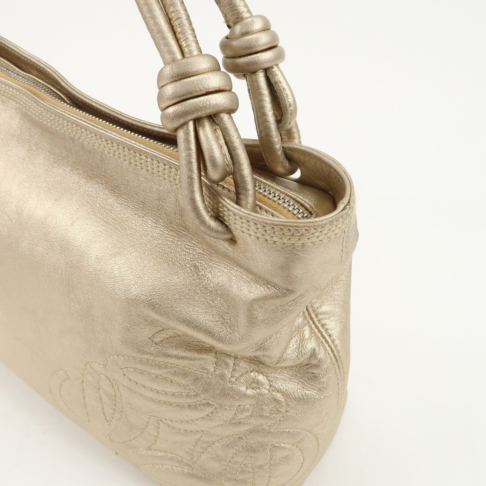 LOEWE Anagram Nappa Leather Hand Bag Shoulder Bag Champagne Gold