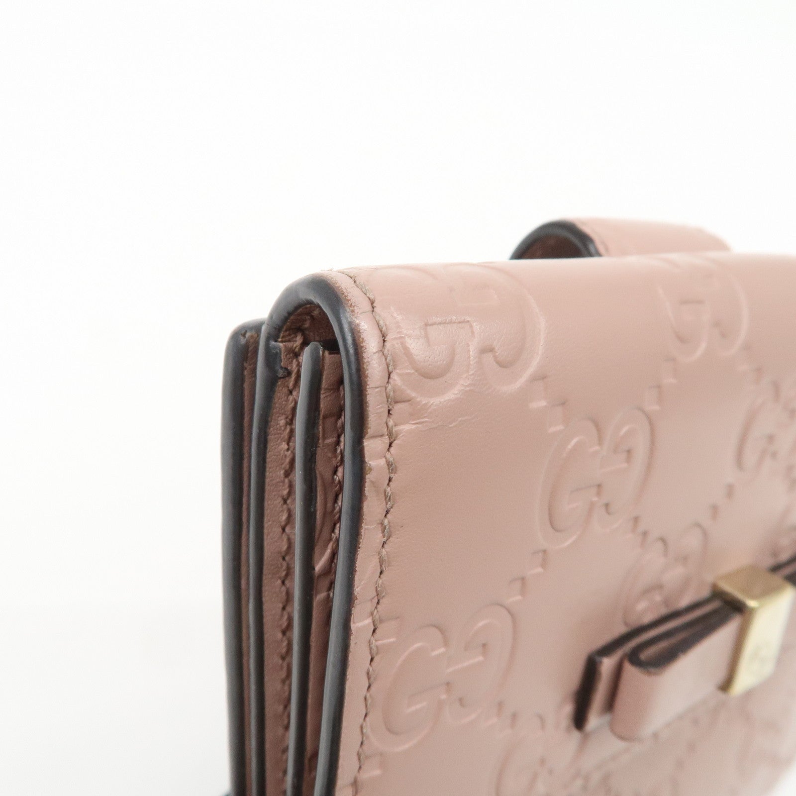 GUCCI Guccissima Leather Bi-Fold Compact Wallet Pink 406925