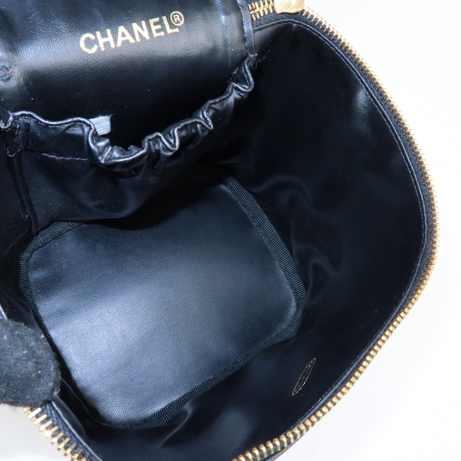 CHANEL COCO Mark Bicolore Lamb Skin Vanity Bag Hand Bag A01619