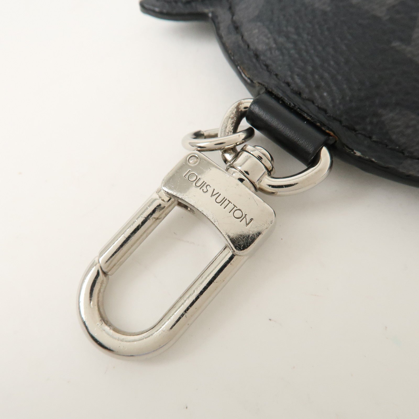 Louis Vuitton Porte Cle Monogram Leather Key Charm Pig Black MP1994 Used