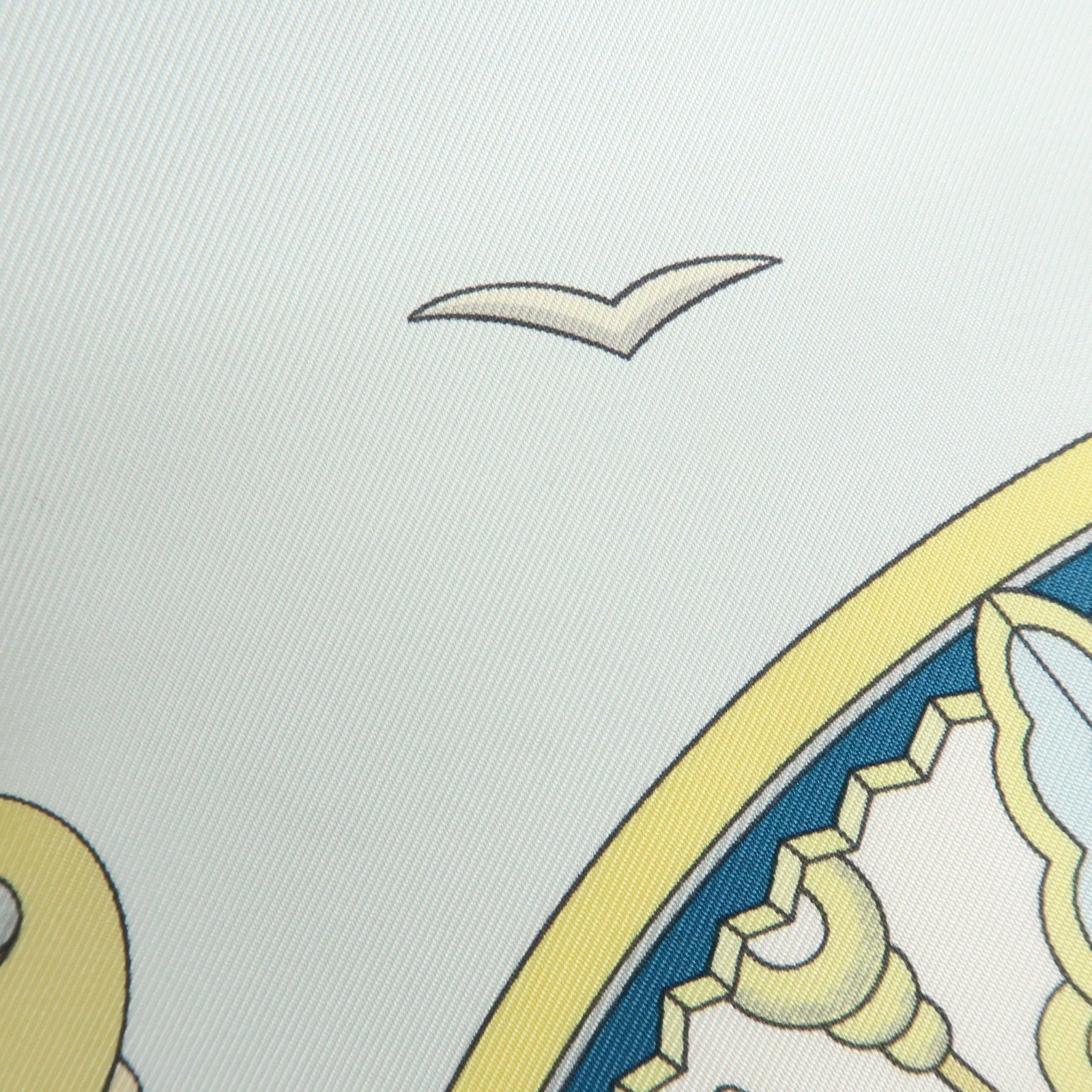 HERMES Carre 90 Silk 100% Scarf L'AIR MARIN Ship Print Blue Ivory