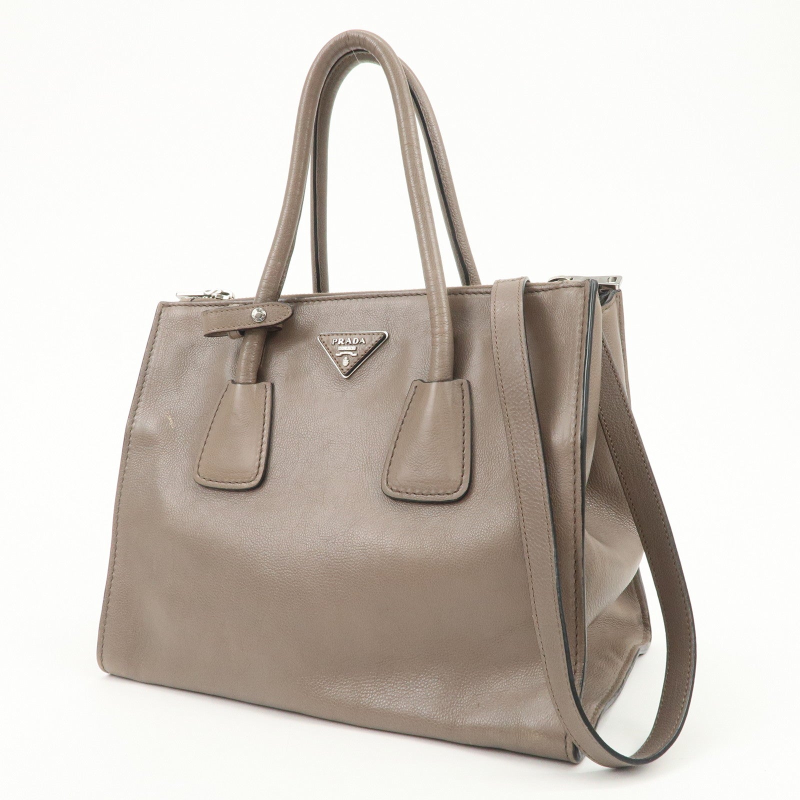 PRADA Triangle Logo 2Way Bag Hand Bag Shoulder Bag Gray BN2619