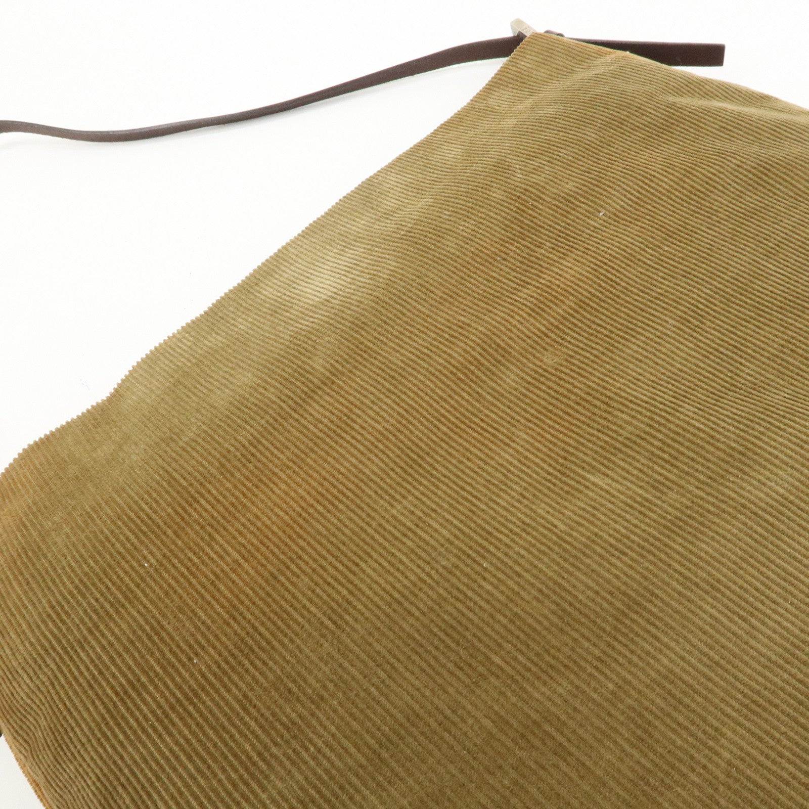 FENDI Corduroy Leather Shoulder Bag Brown 26733