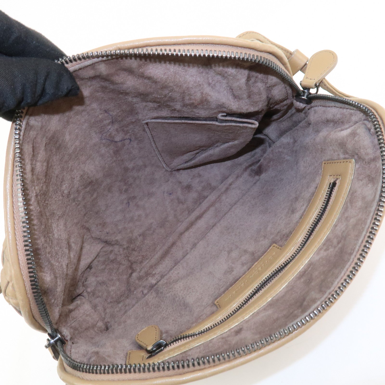 BOTTEGA VENETA Intrecciato Leather Shoulder Bag Light Brown