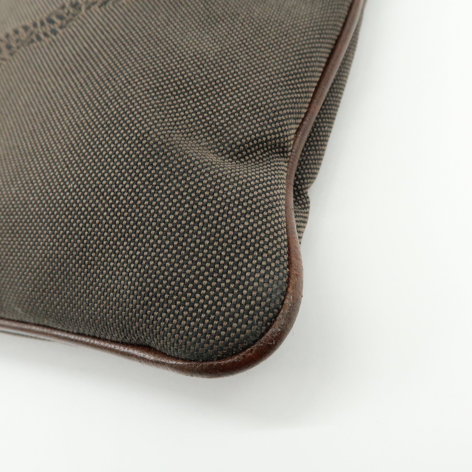 PRADA Logo Jacquard Leather Shoulder Bag Crossbody Bag Brown