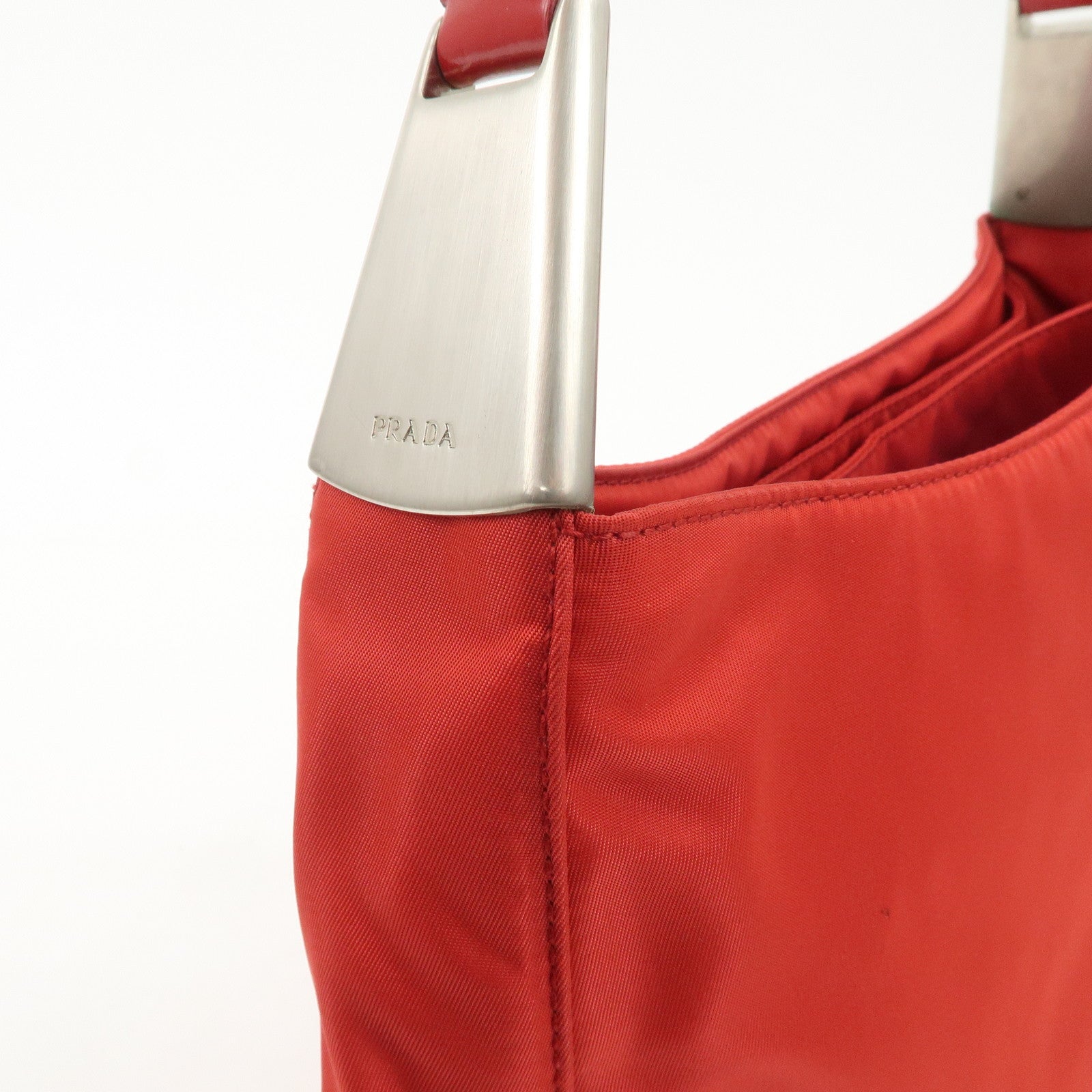 PRADA Nylon Patent Leather Shoulder Bag Red B8844