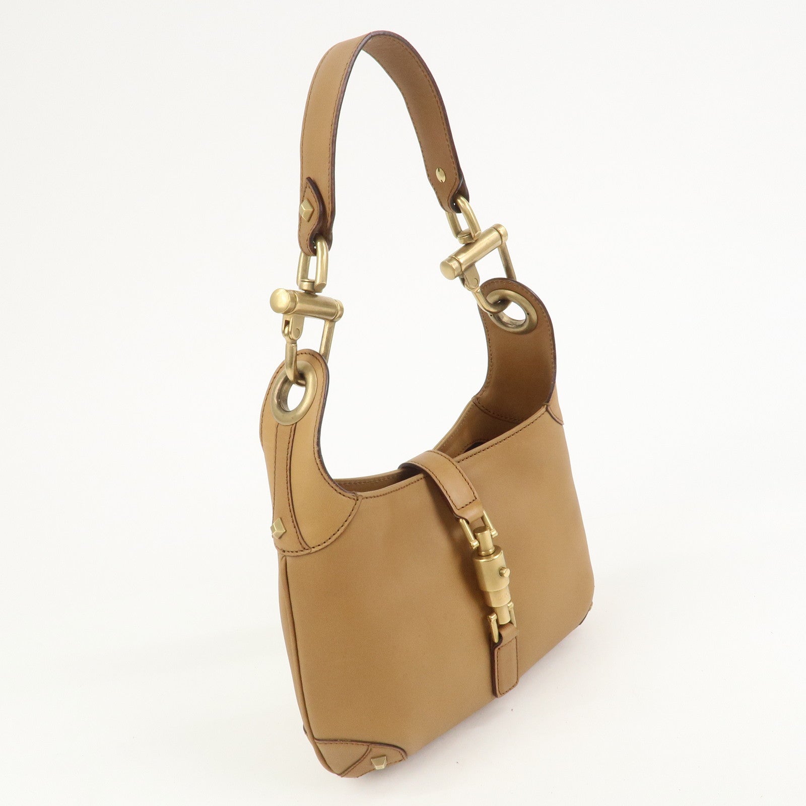 GUCCI New Jackie Leather Shoulder Bag Hand Bag Brown120885