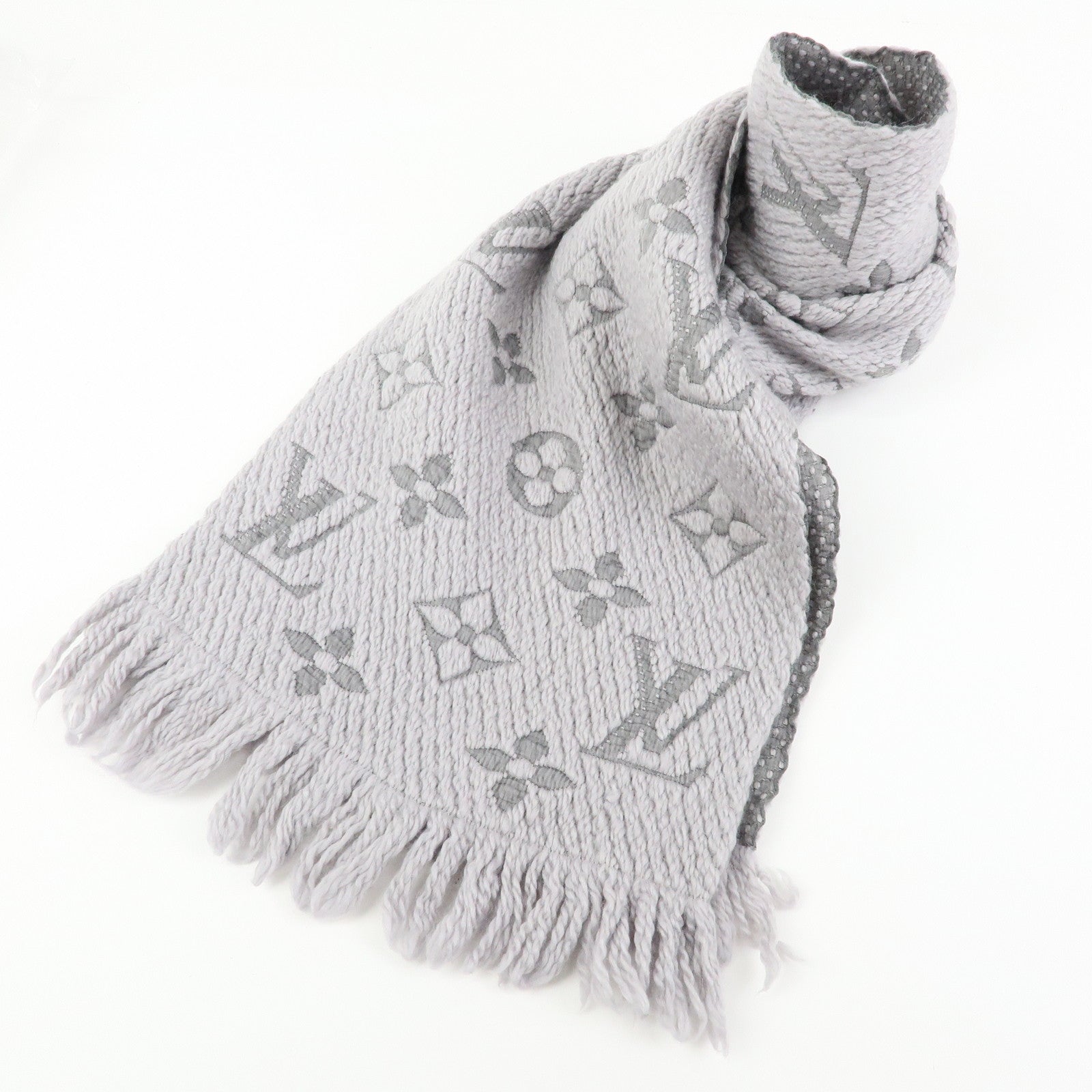 Louis Vuitton Monogram Escharp Logomania Scarf Gris Perle M74742