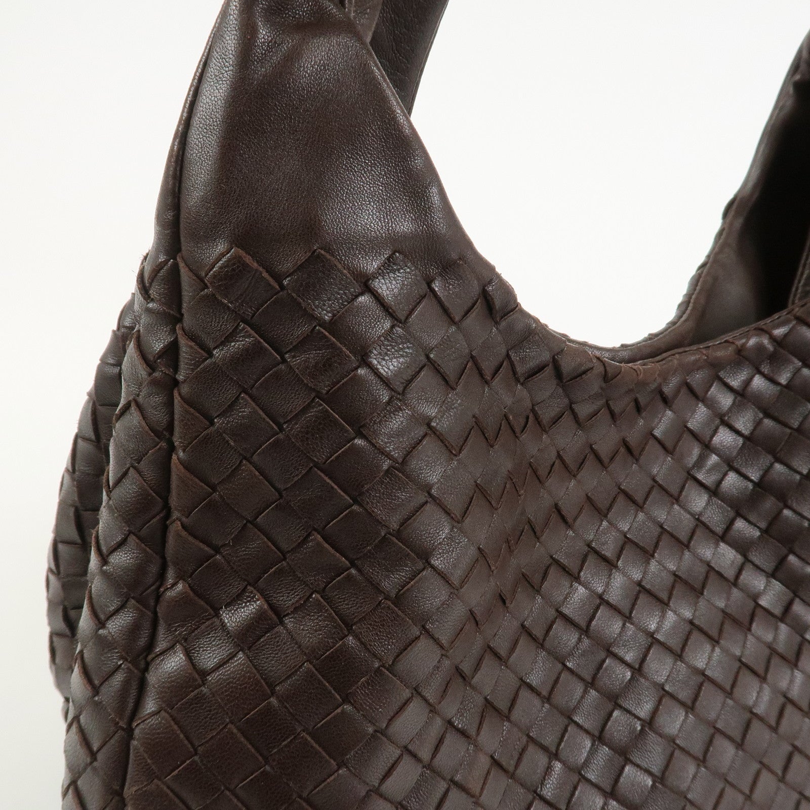 BOTTEGA VENETA Intrecciato Campana Shoulder Bag Brown 125787