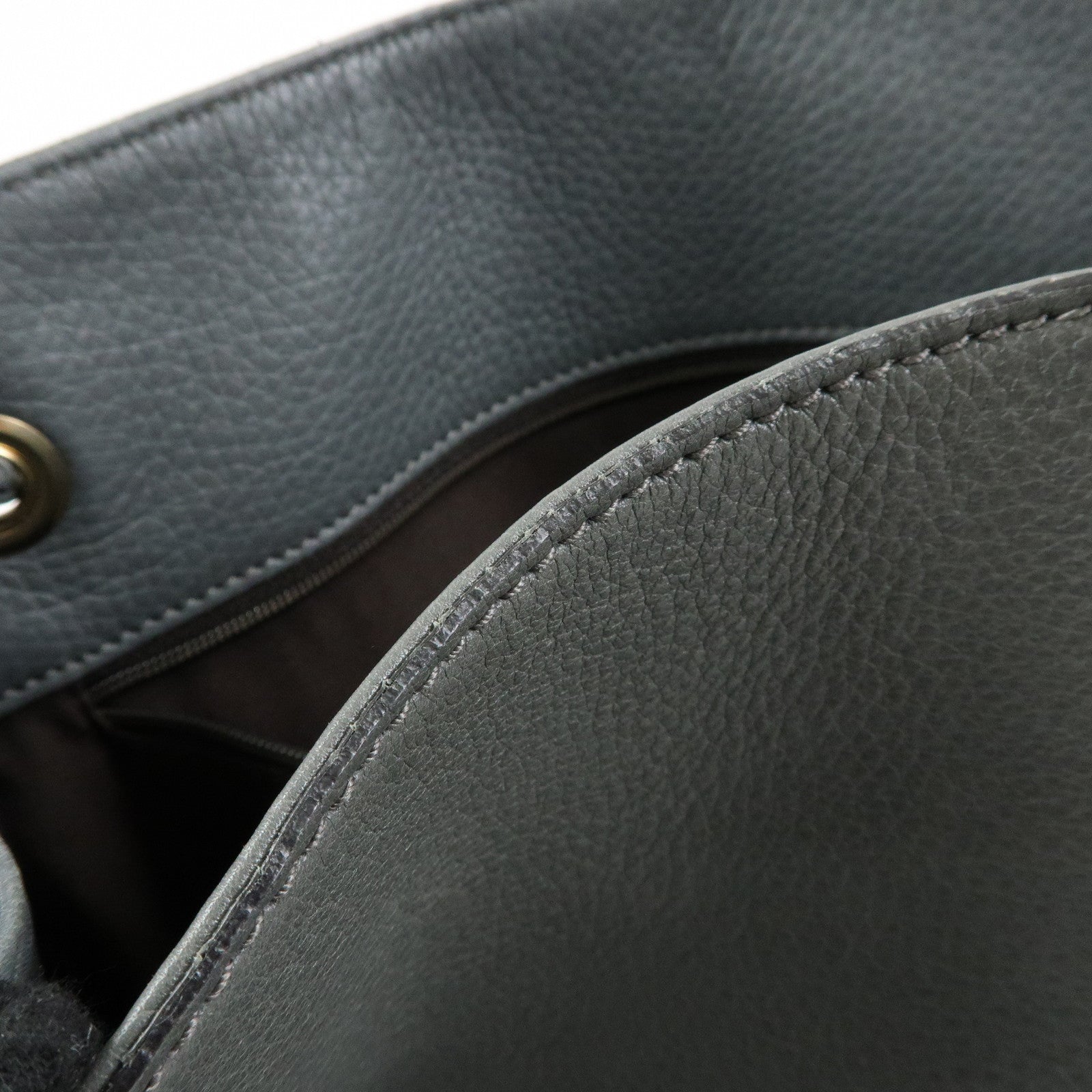 GUCCI Logo Leather Tote Bag Shoulder Bag Gray 380118