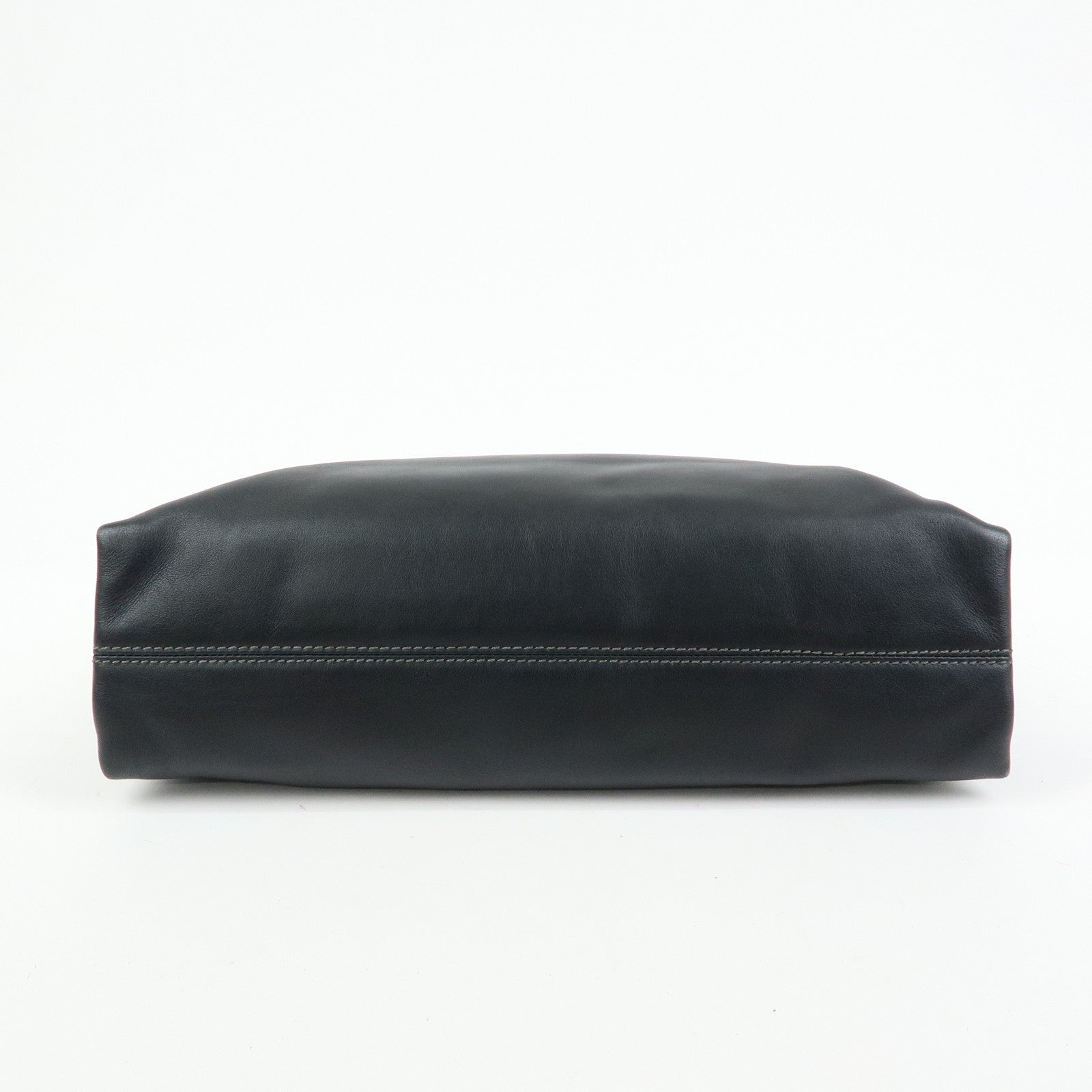 BVLGARI Leather Tote Bag Hand Bag Shoulder Bag Black