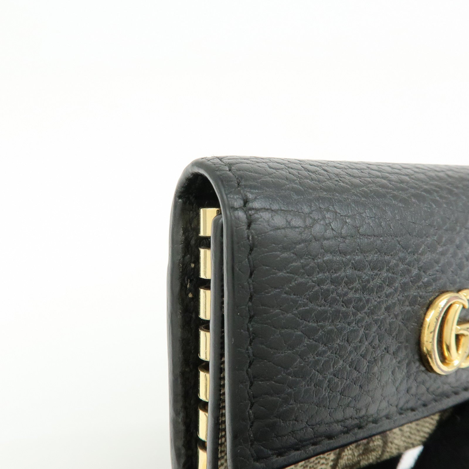 GUCCI GG Marmont GG Supreme Leather 6 Key Case Beige Black 456118