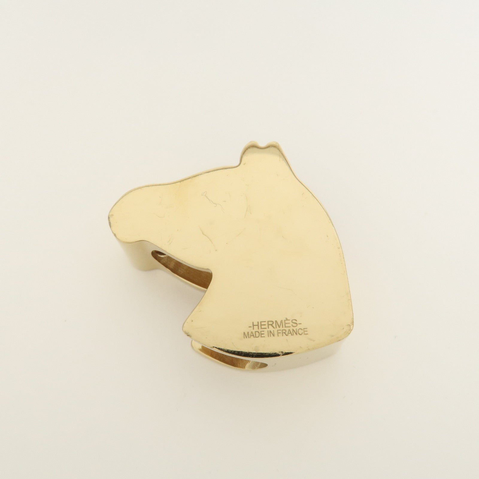 HERMES Metal Scarf Ring Zebra Gold Black