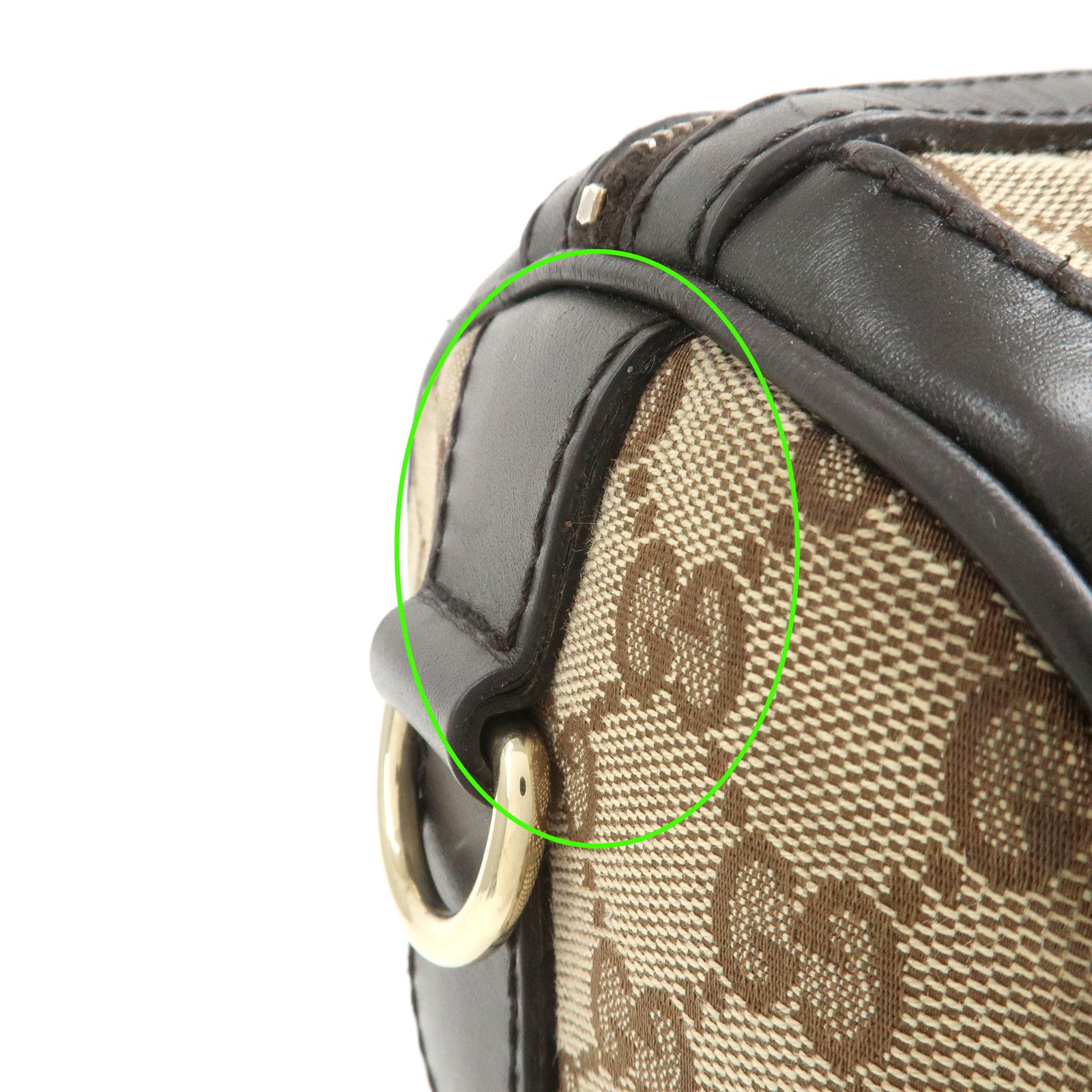 GUCCI Sherry GG Canvas Leather 2Way Bag Boston Bag Brown 247205