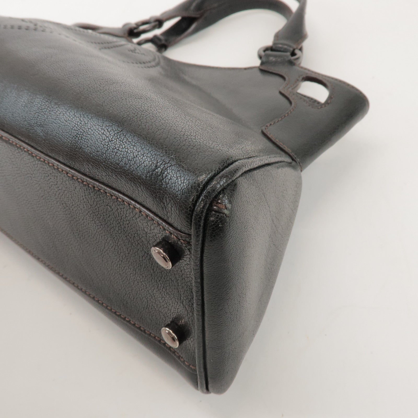 Cartier Marcello de Cartier Leather Hand Bag Tote Bag Black