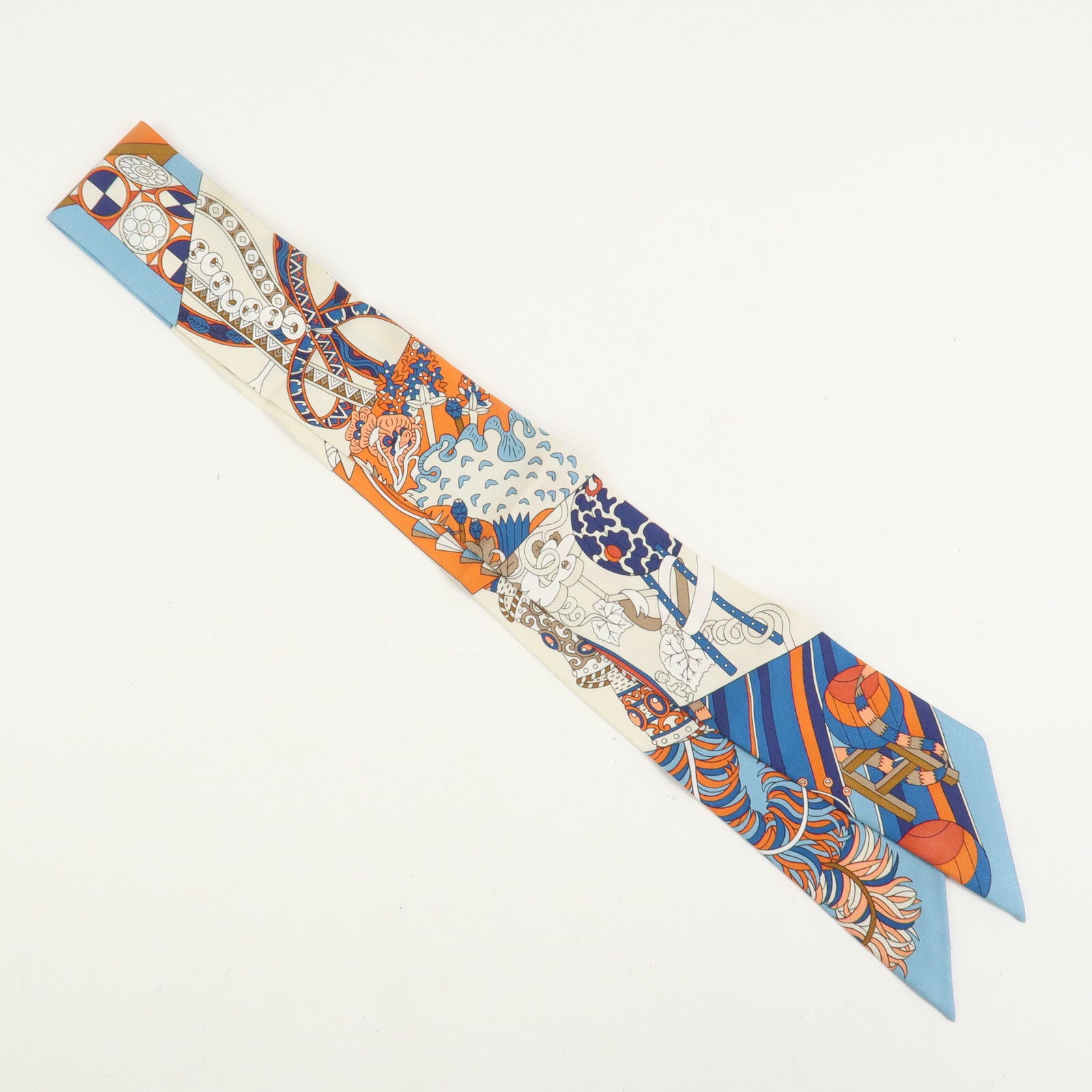 HERMES Twilly Silk 100% Scarf De l'Ombrelle aux Duels Vieux