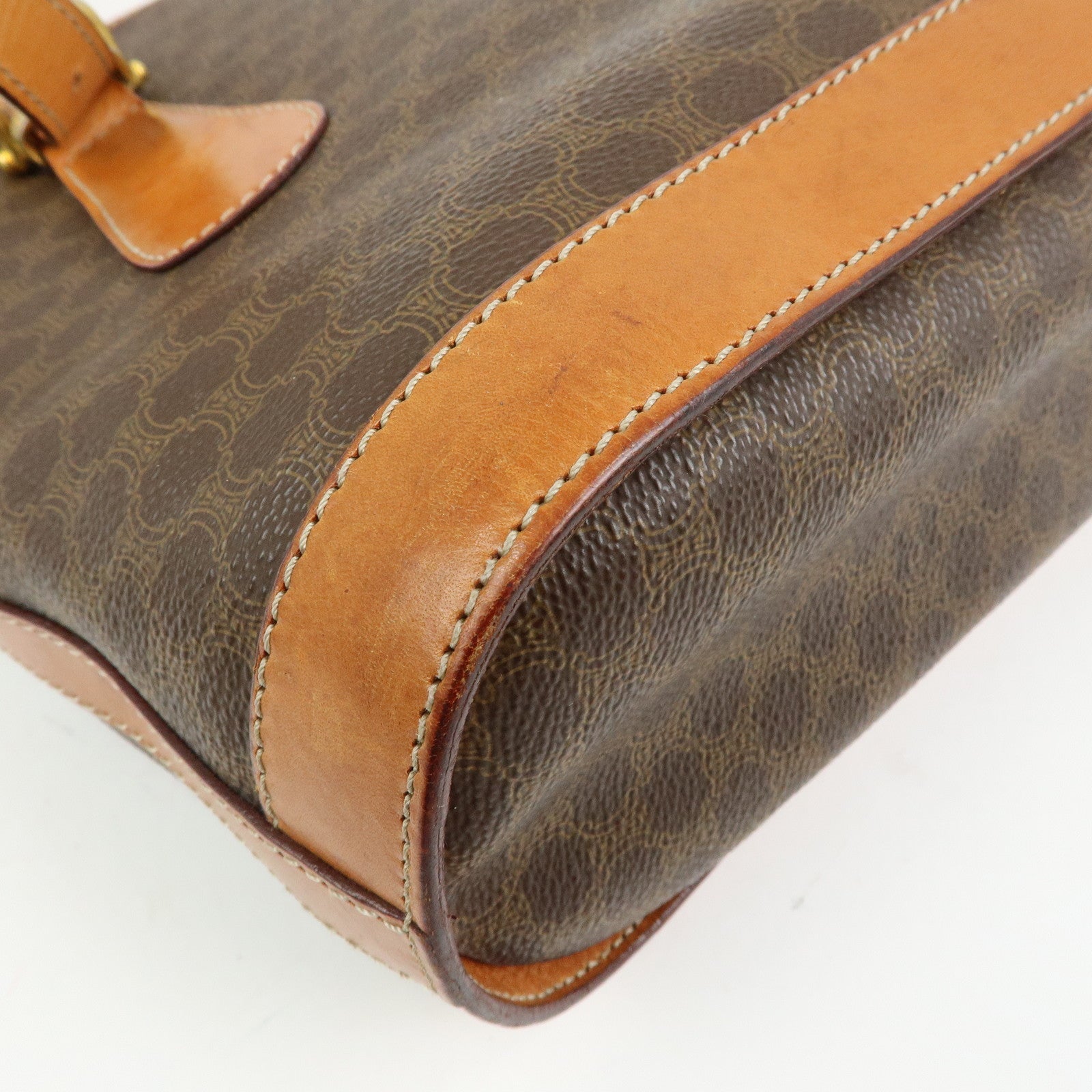 CELINE Macadam PVC Leather Tote Bag Hand Bag Shoulder Bag Brown