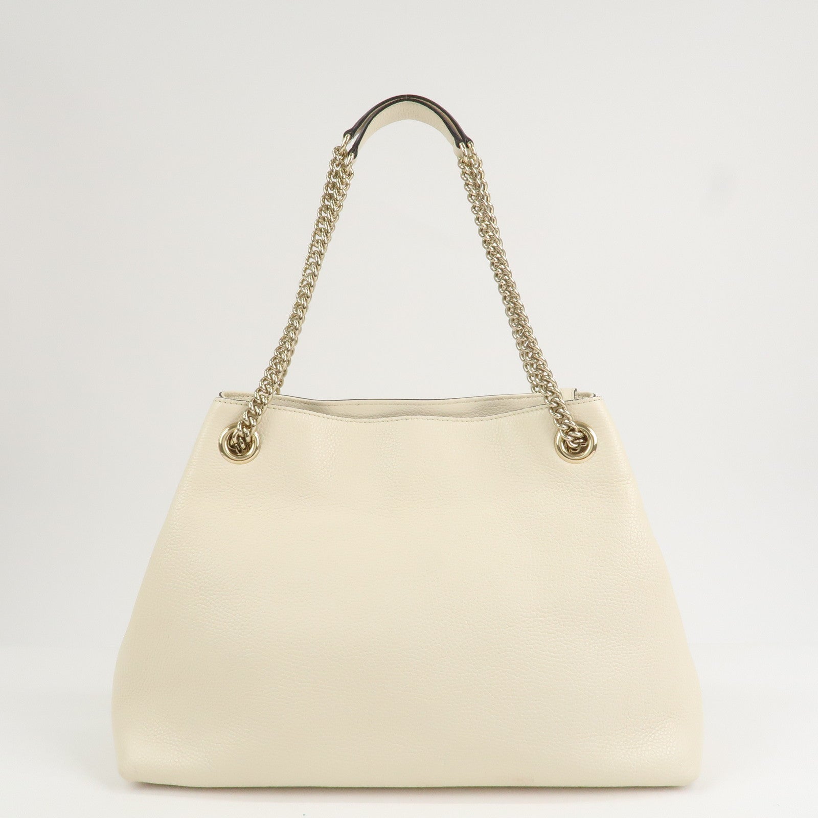 GUCCI SOHO Interlocking G Leather Chain Shoulder Bag White 536196