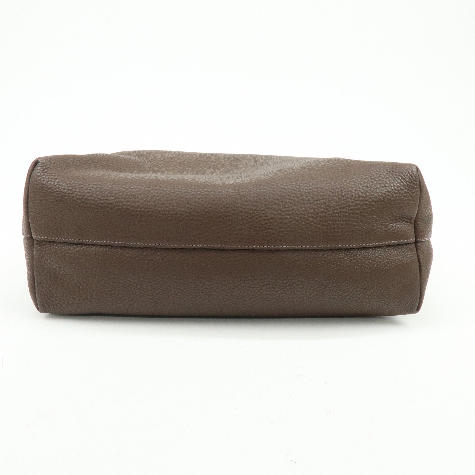 MIU MIU Logo Leather Tote Bag Shoulder Bag Hand Bag Dark Brown