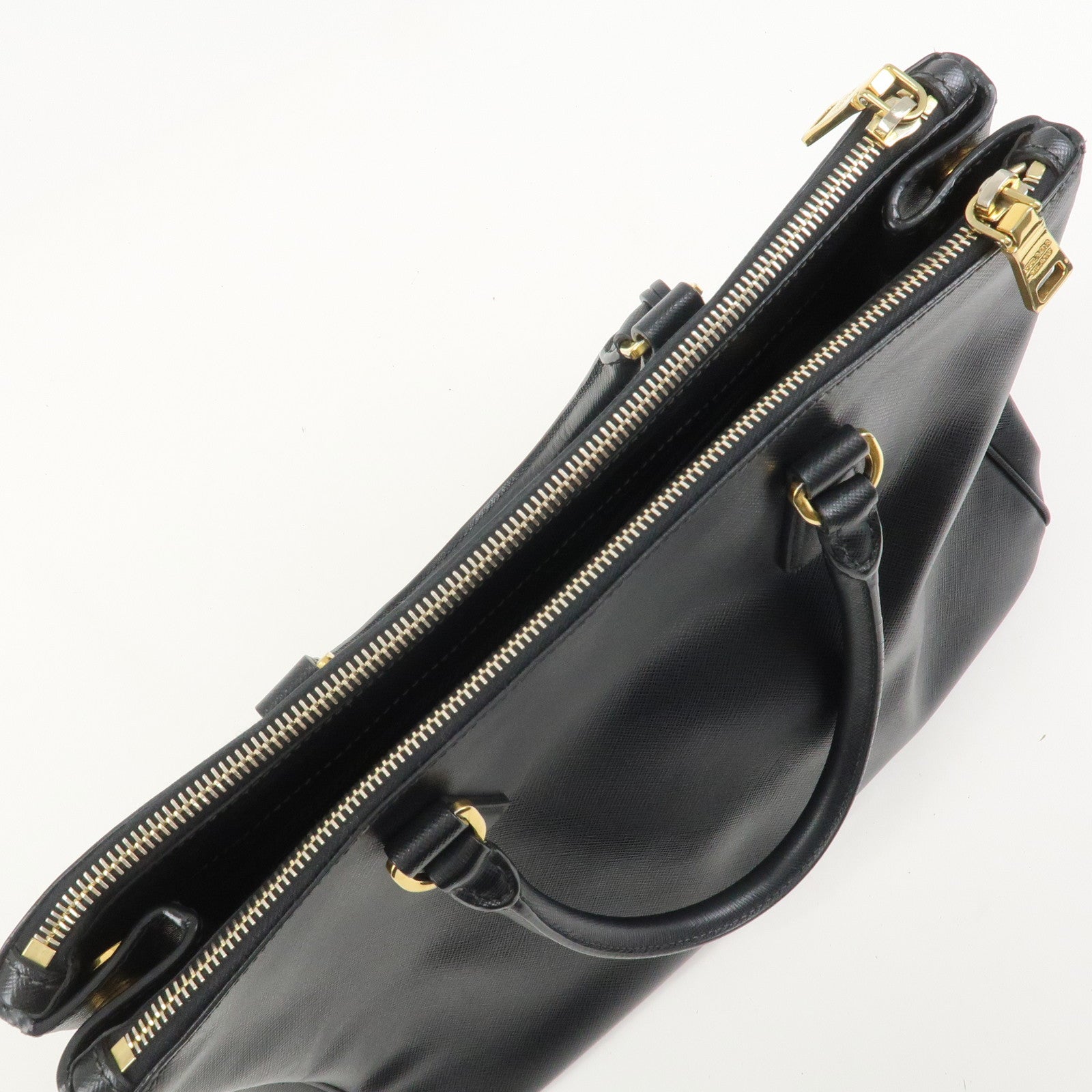 PRADA Galleria Triangle Logo Saffiano Leather 2Way Bag Black BN2274