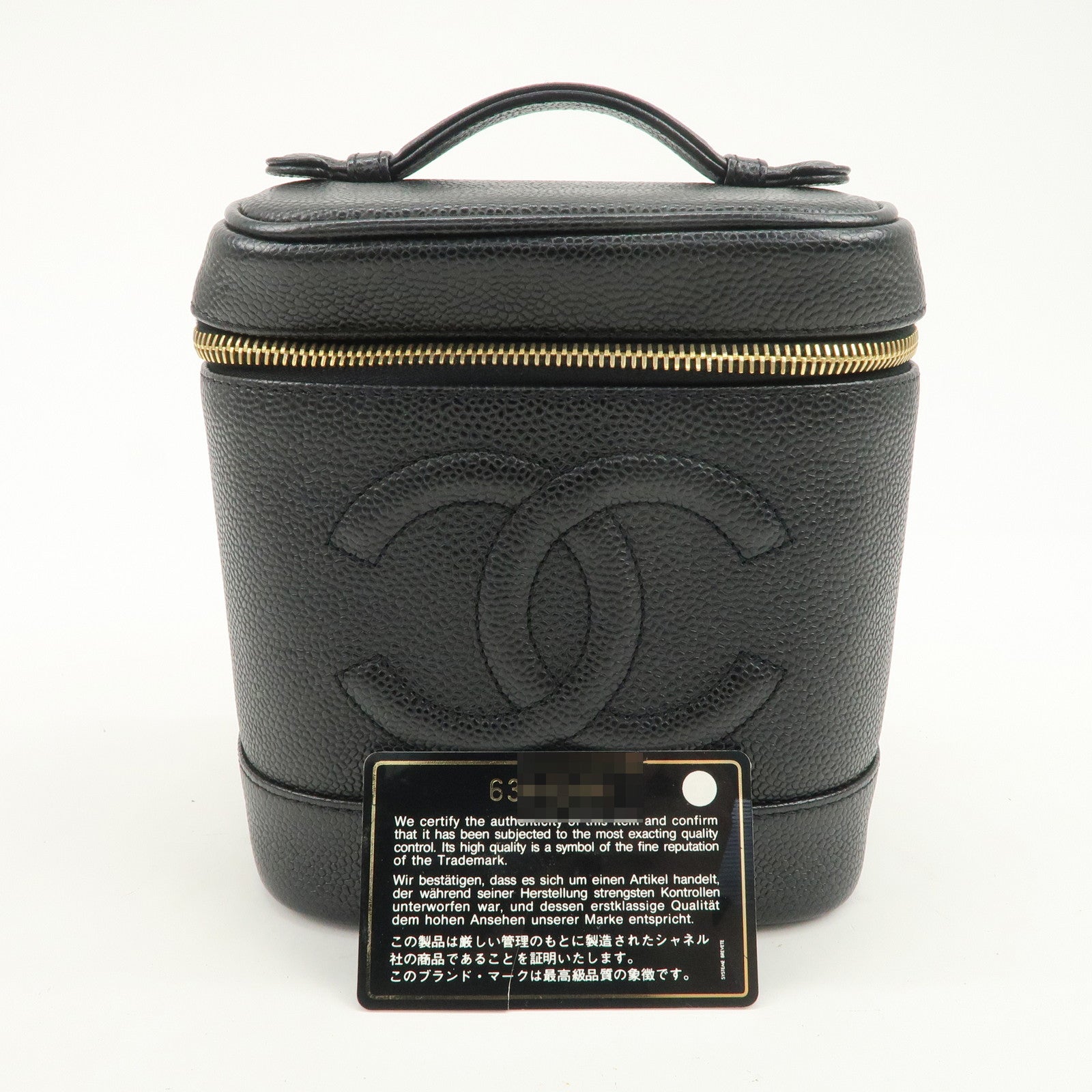 CHANEL COCO Mark Caviarskin Vanity Bag Hand Bag Black A01998