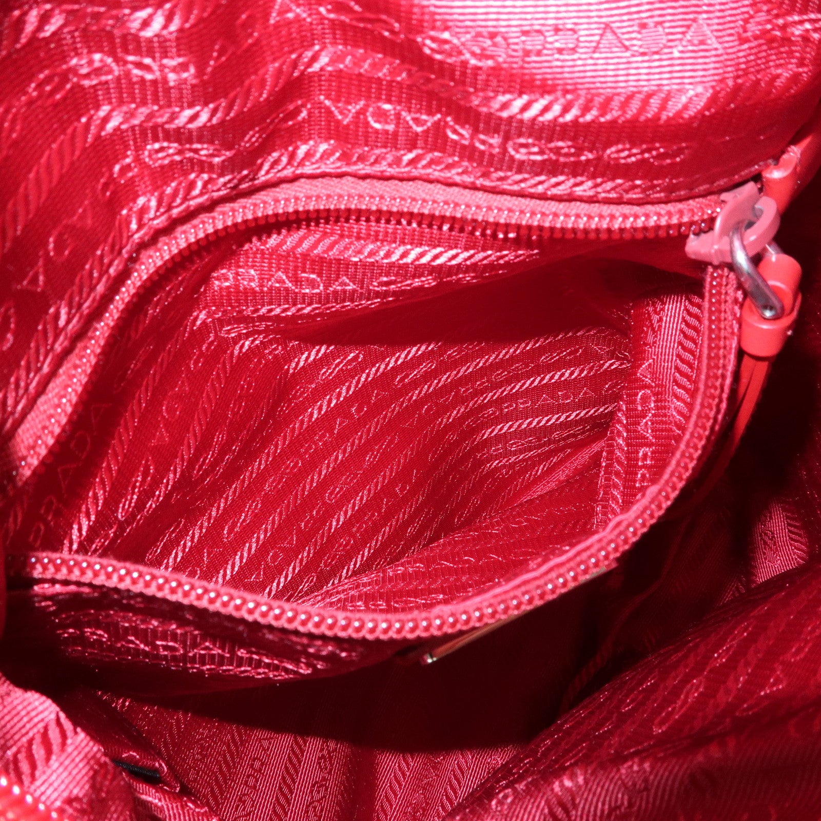 PRADA Triangle Logo Re-Nylon Leather Body Bag Red 2VZ092