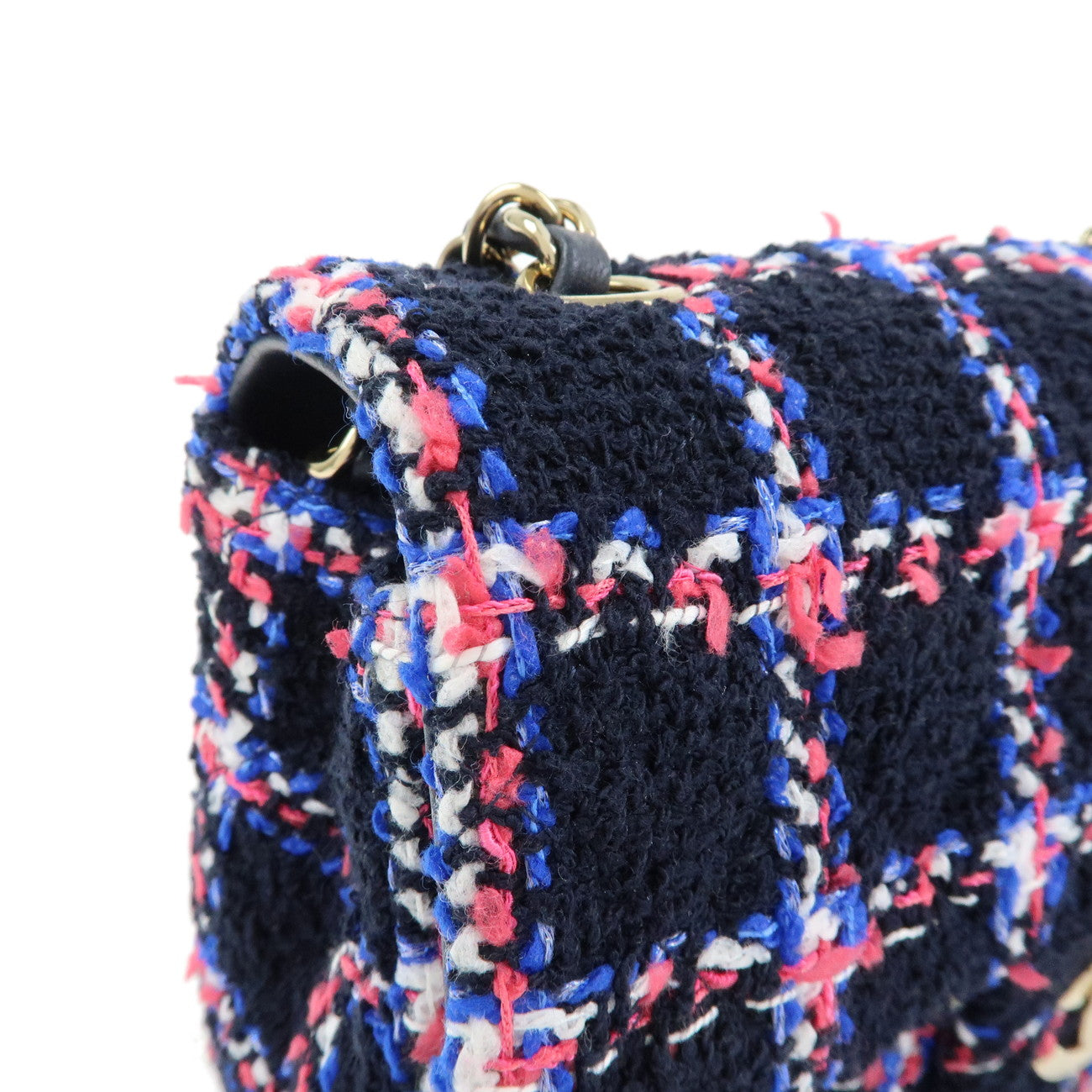 CHANEL Mini Matelasse 20 Tweed Lamb Skin Chain Shoulder Bag A69900