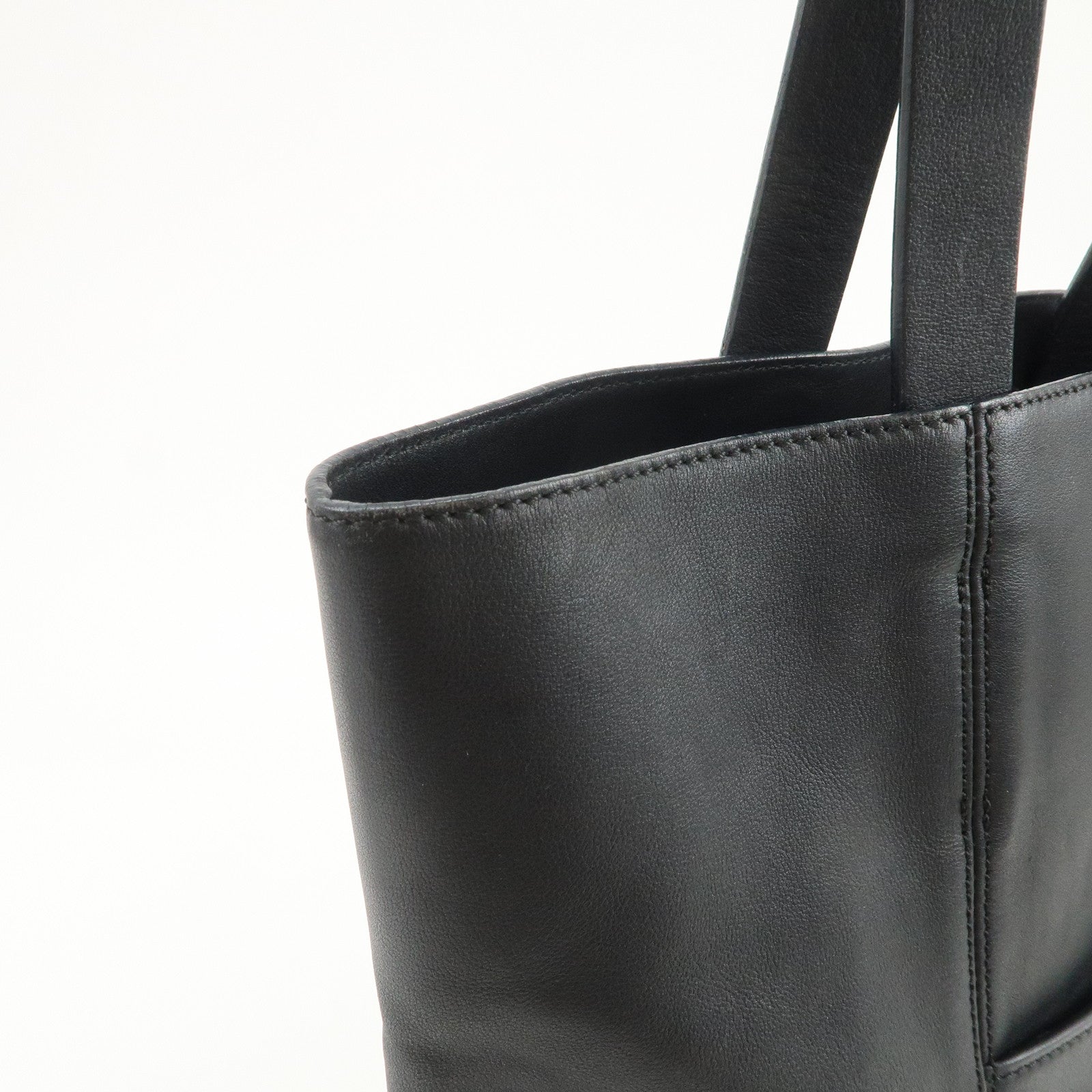 LOEWE Logo Leather Tote Bag Hand Bag Shoulder Bag Black