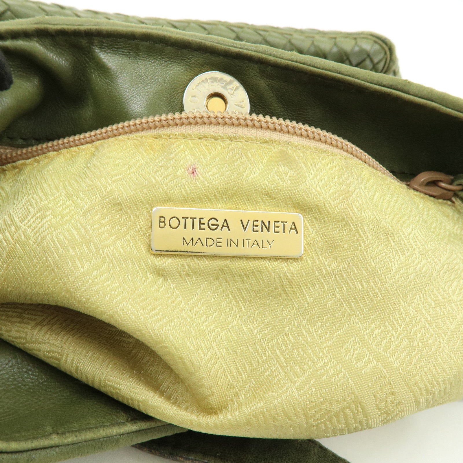 BOTTEGA VENETA Intrecciato Leather Shoulder Bag Crossbody Bag Green