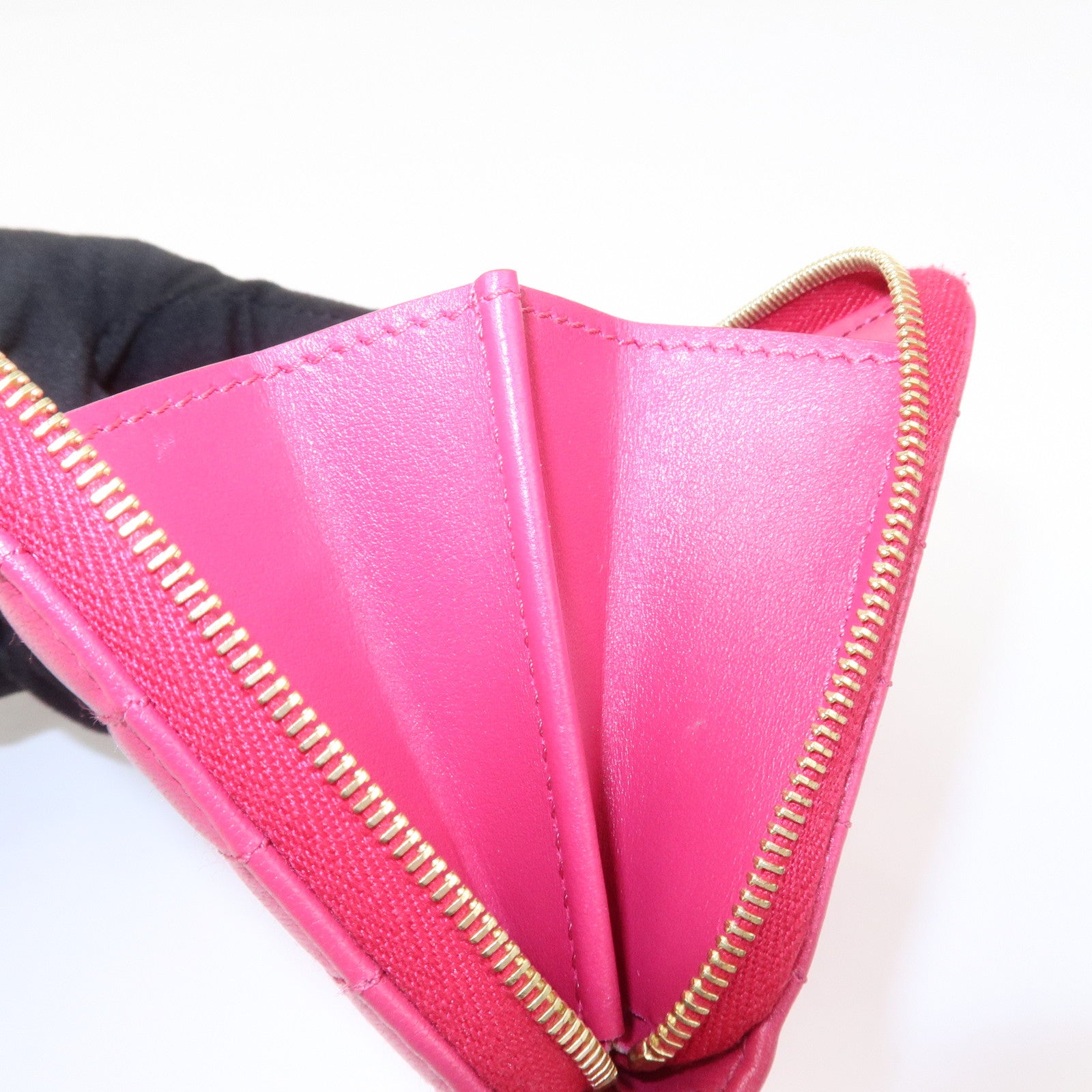CELINE Logo Leather Coin Case Coin Purse Pink