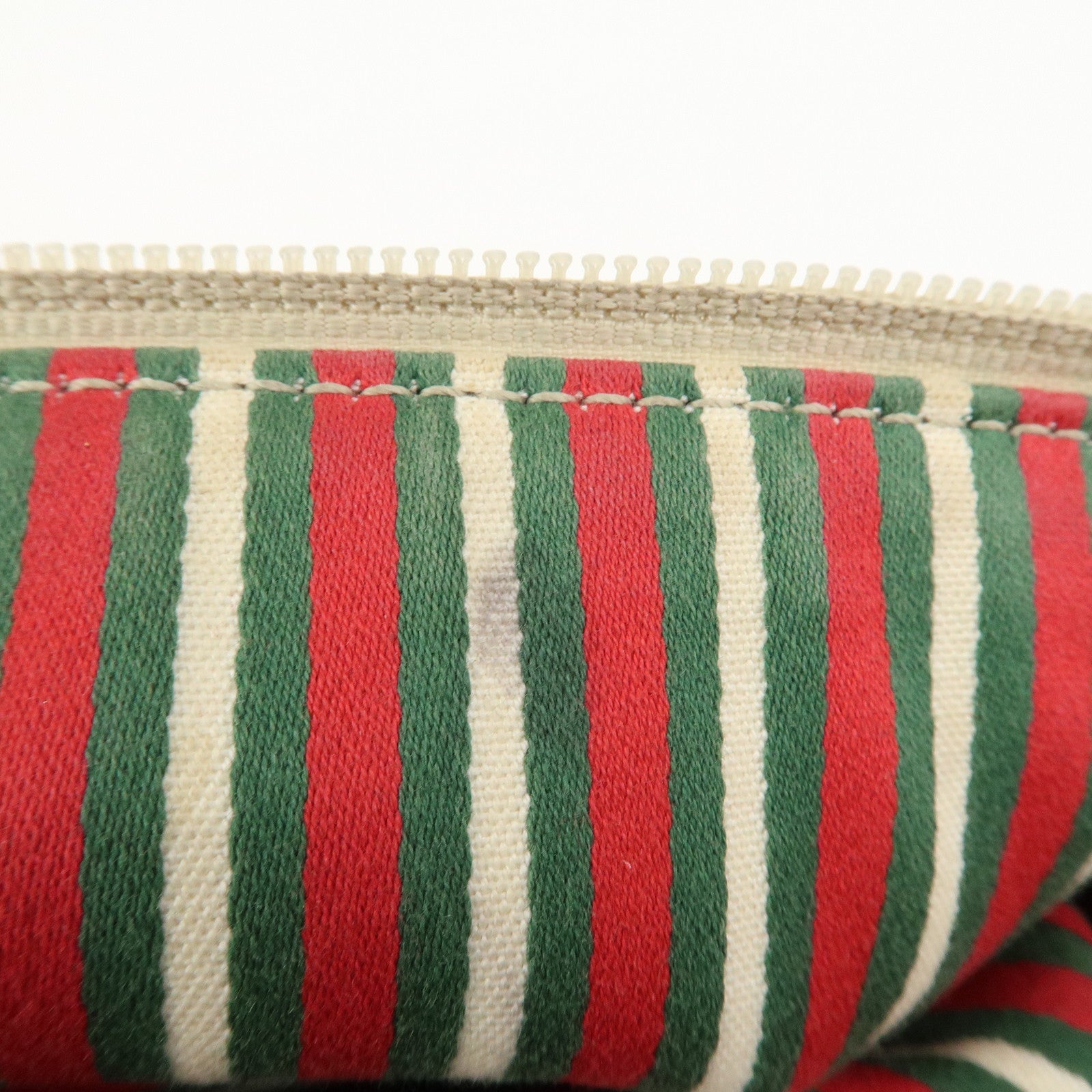 GUCCI Abbey GG Canvas Leather Pouch Hand Bag Beige Gold 145750