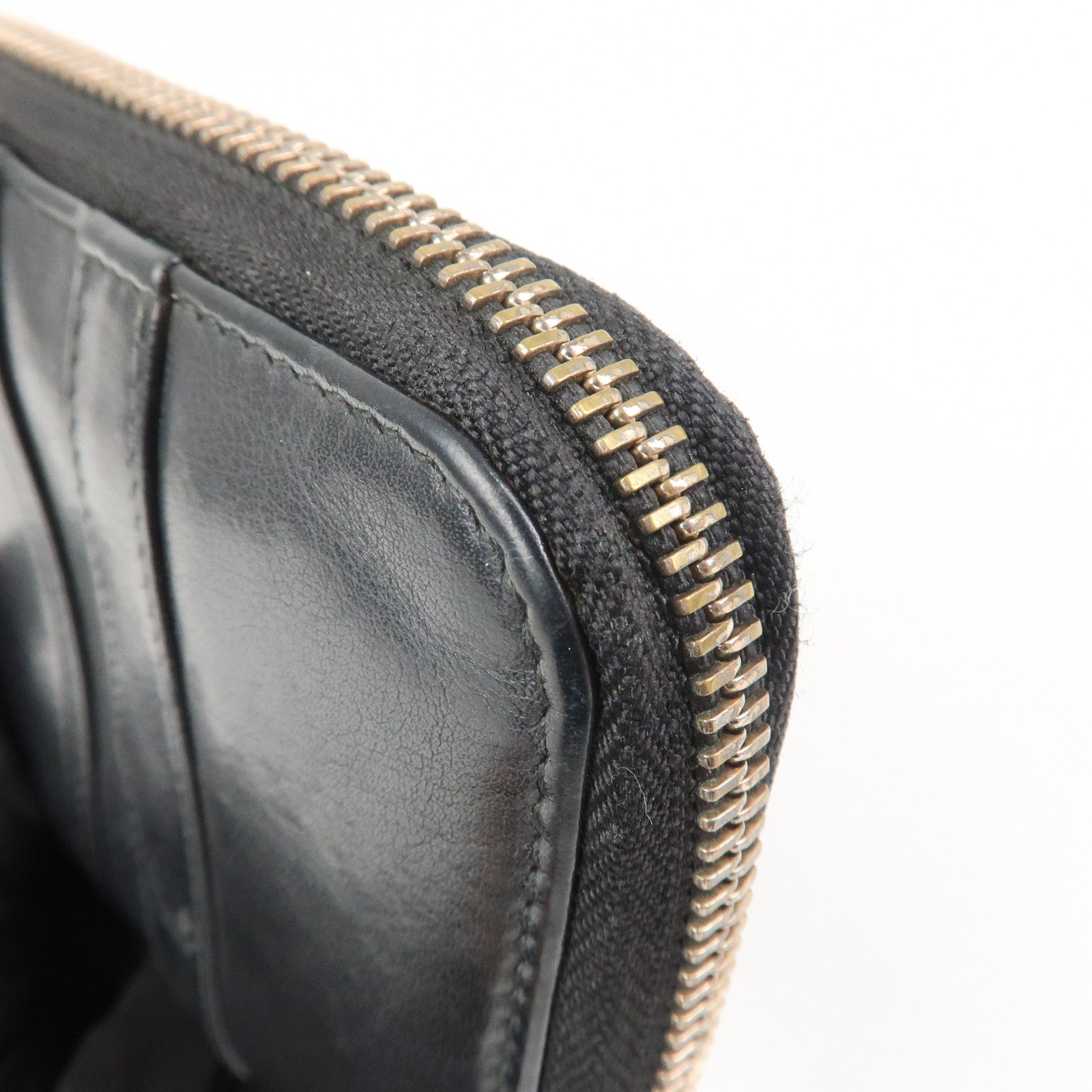 BVLGARI B-zero 1 Leather Zip Around Bi-fold Long Wallet Black