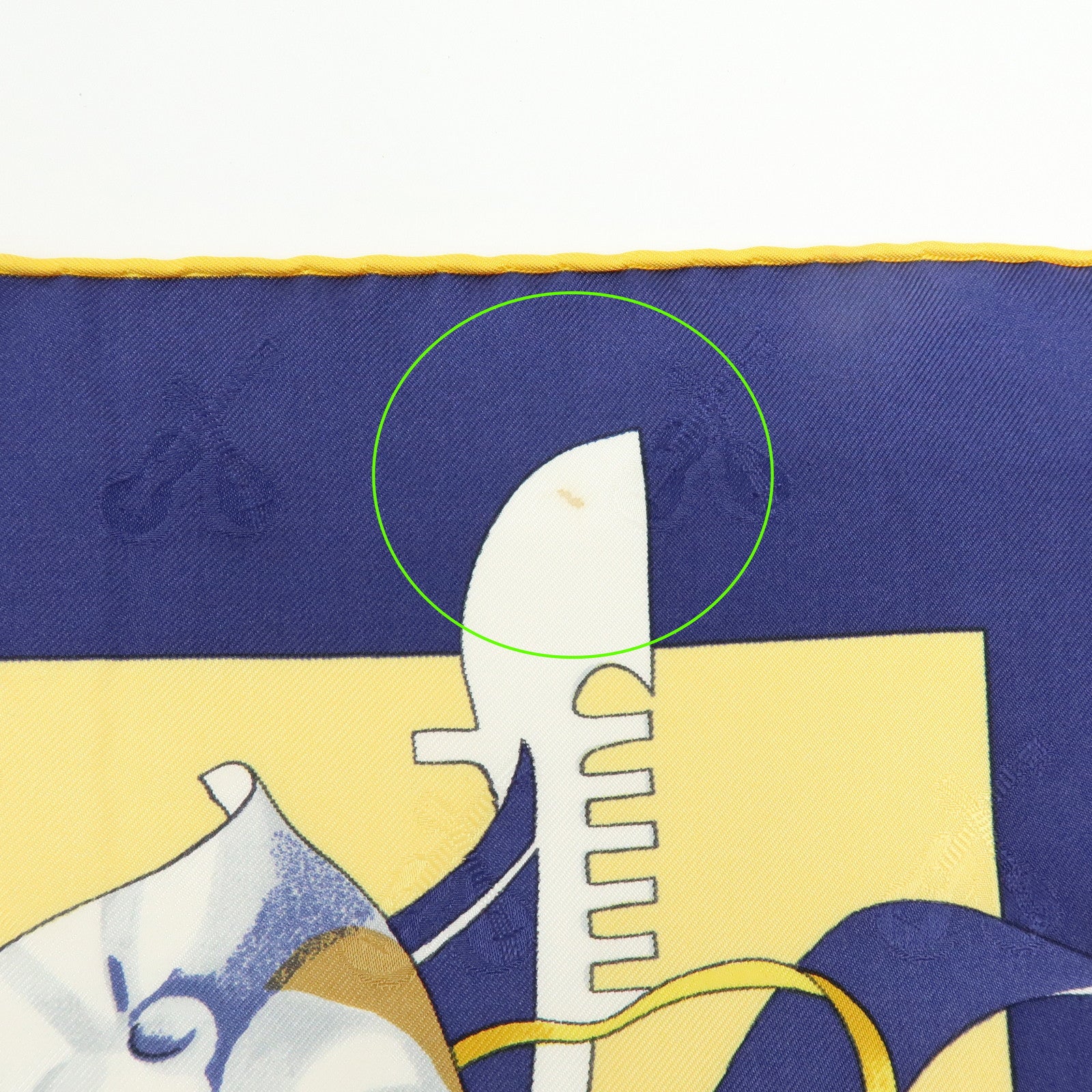 HERMES Carre 90 Silk 100% Scarf LE CARNAVAL DE VENISE Yellow Navy