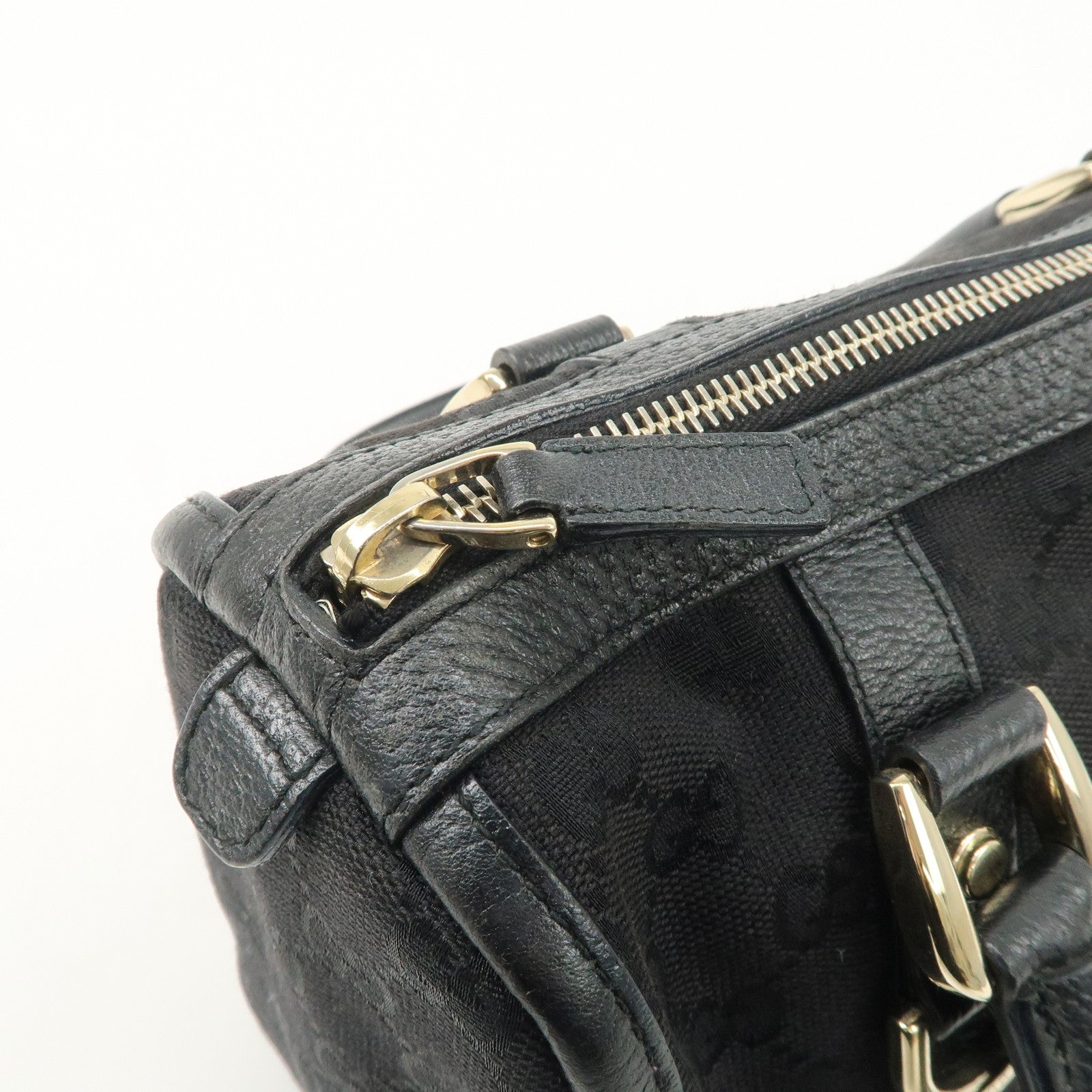 GUCCI Abbey GG Canvas Leather Boston Bag Hand Bag Black 130942 Used