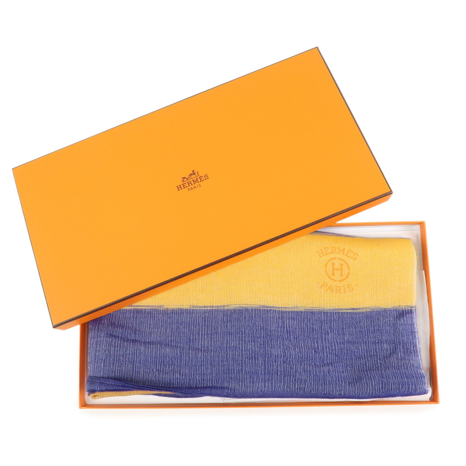 HERMES Cashmere Silk Shawl Scarf Multicolor