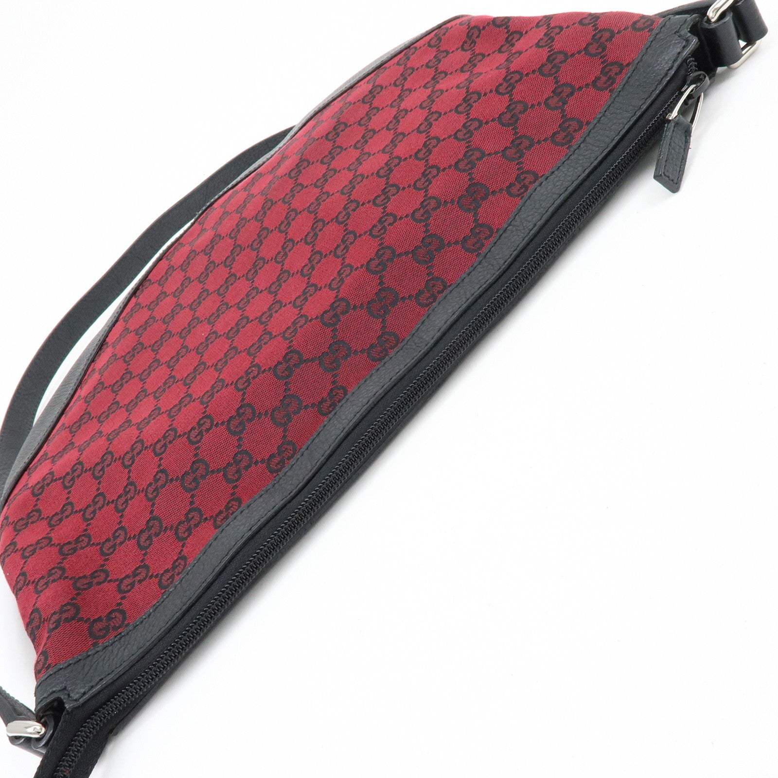 GUCCI GG Canvas Leather Shoulder Bag Crossbody Bag Red Black 272380