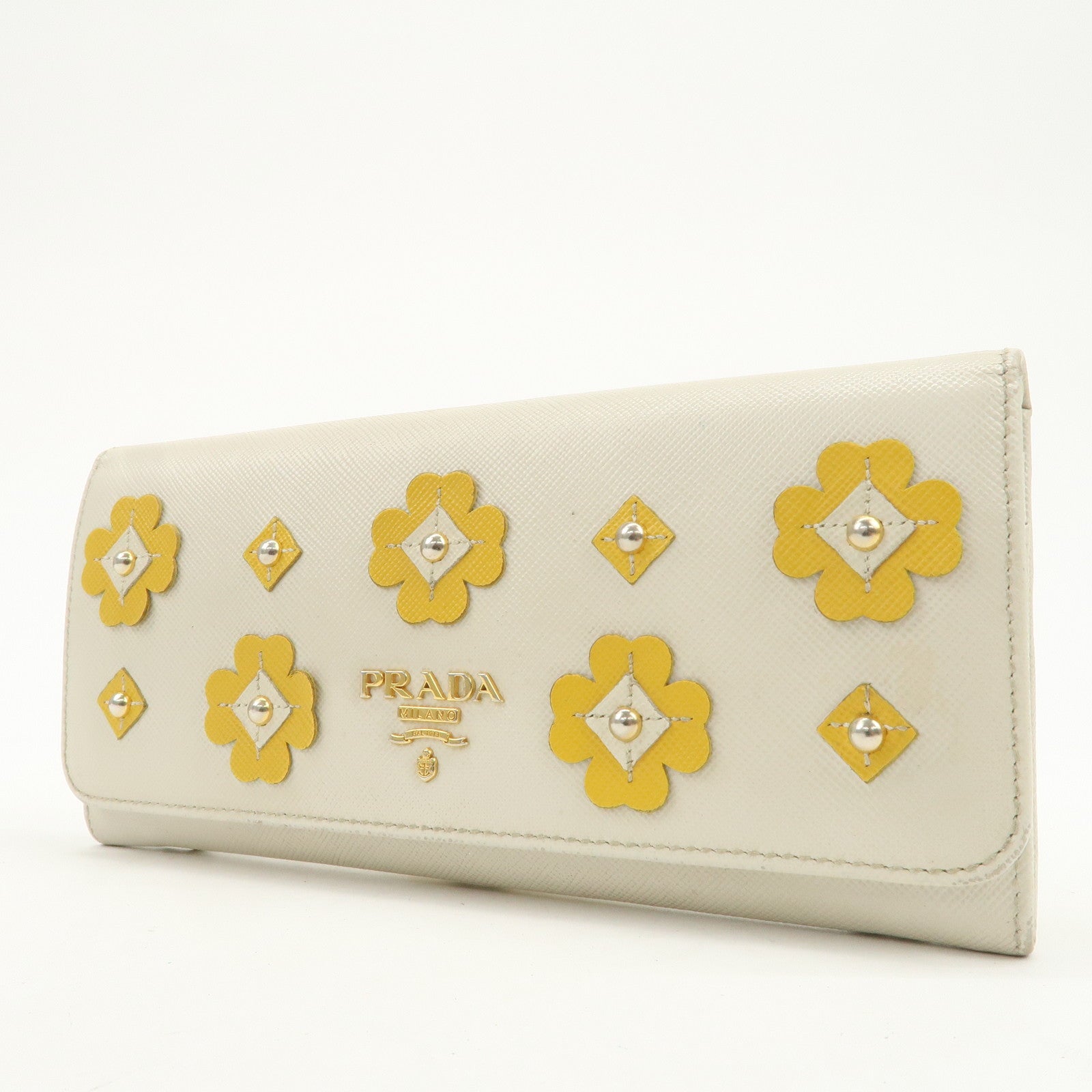 PRADA Saffiano Leather Nylon Set of 3 Long Wallet Beige 1MH132