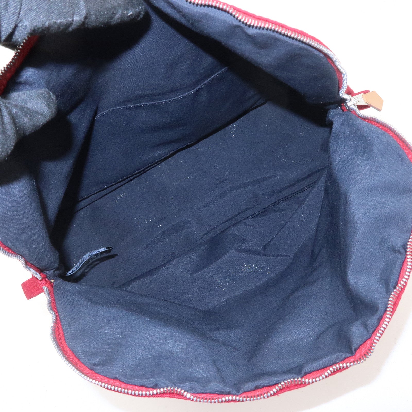 HERMES Canvas Bolide Pouch GM Cosmetic Pouch Makeup Bag Wine Red