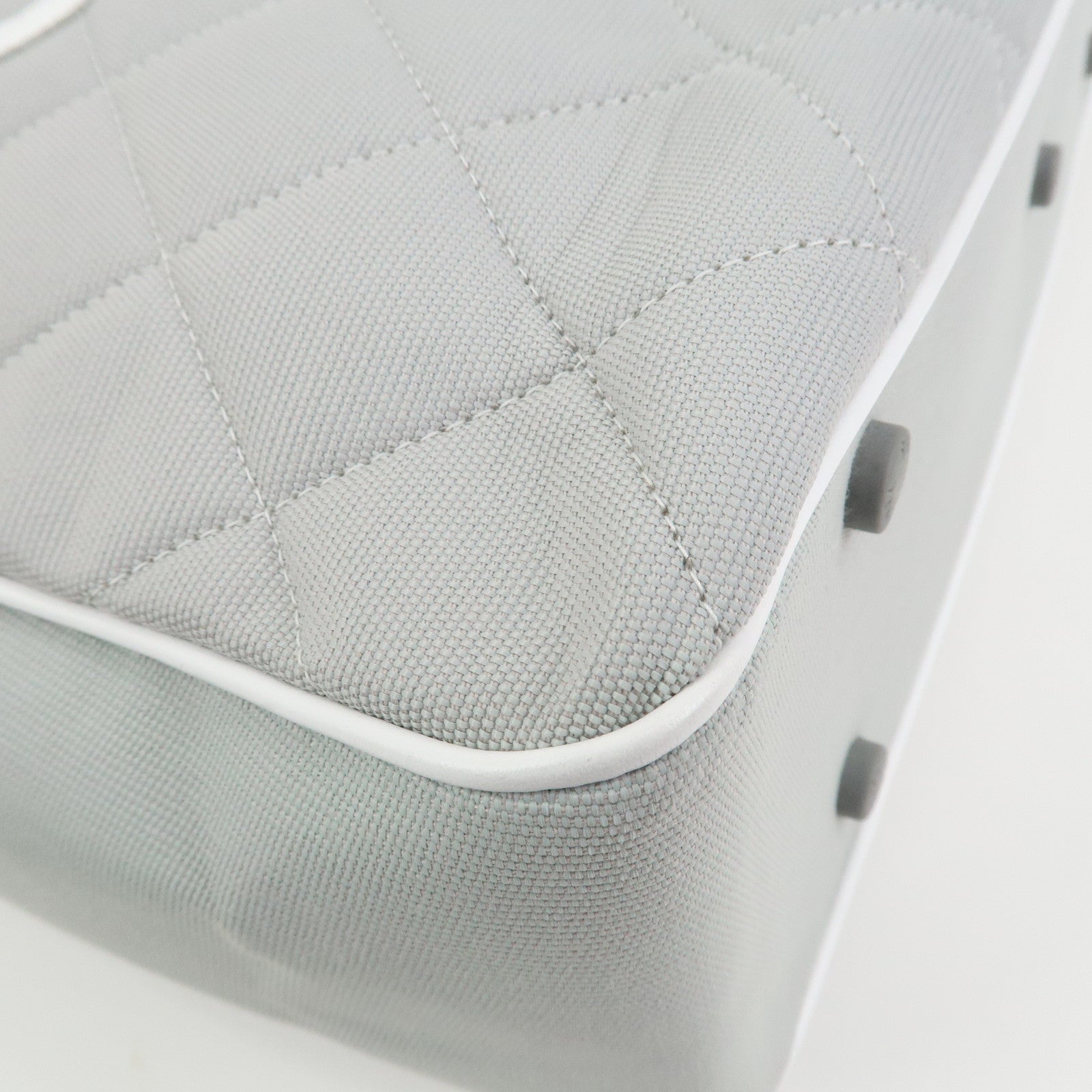 CHANEL Sports Line COCO Mark Canvas Leather Hand Bag Gray White