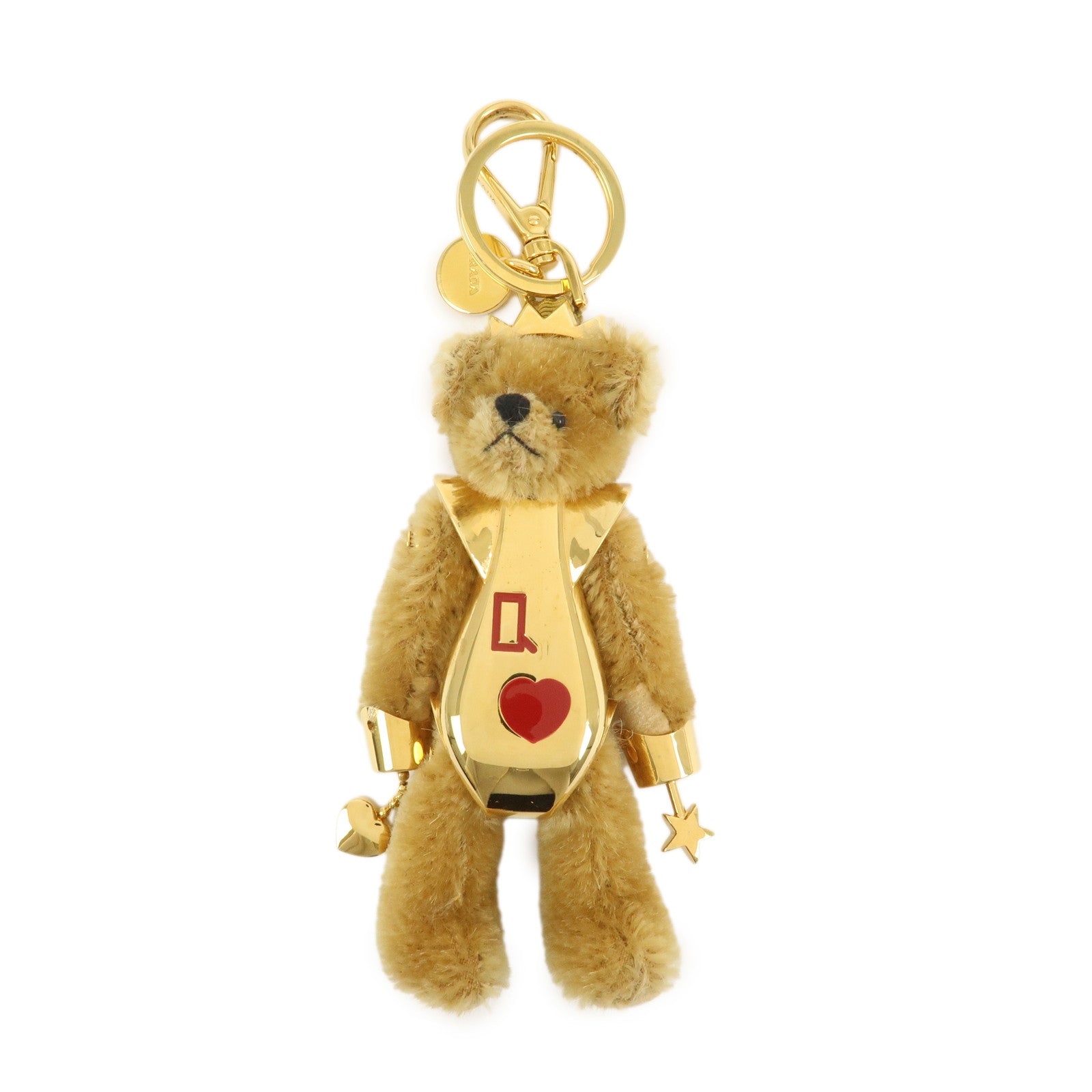 PRADA Teddy Bear Key Bag Charm Lucky Star Gold Brown