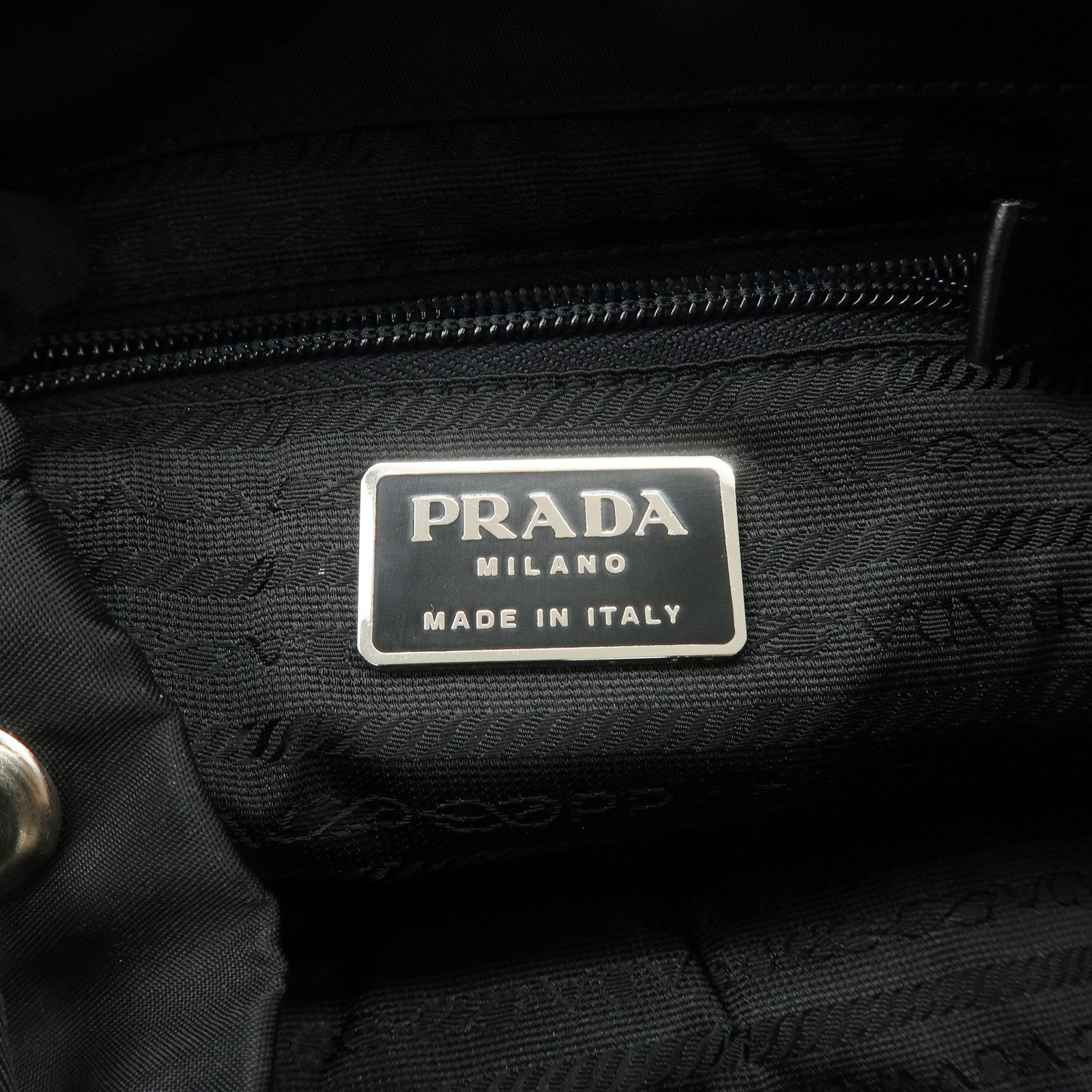 PRADA Triangle Logo Leather Nylon Backpack Black B6677 Used