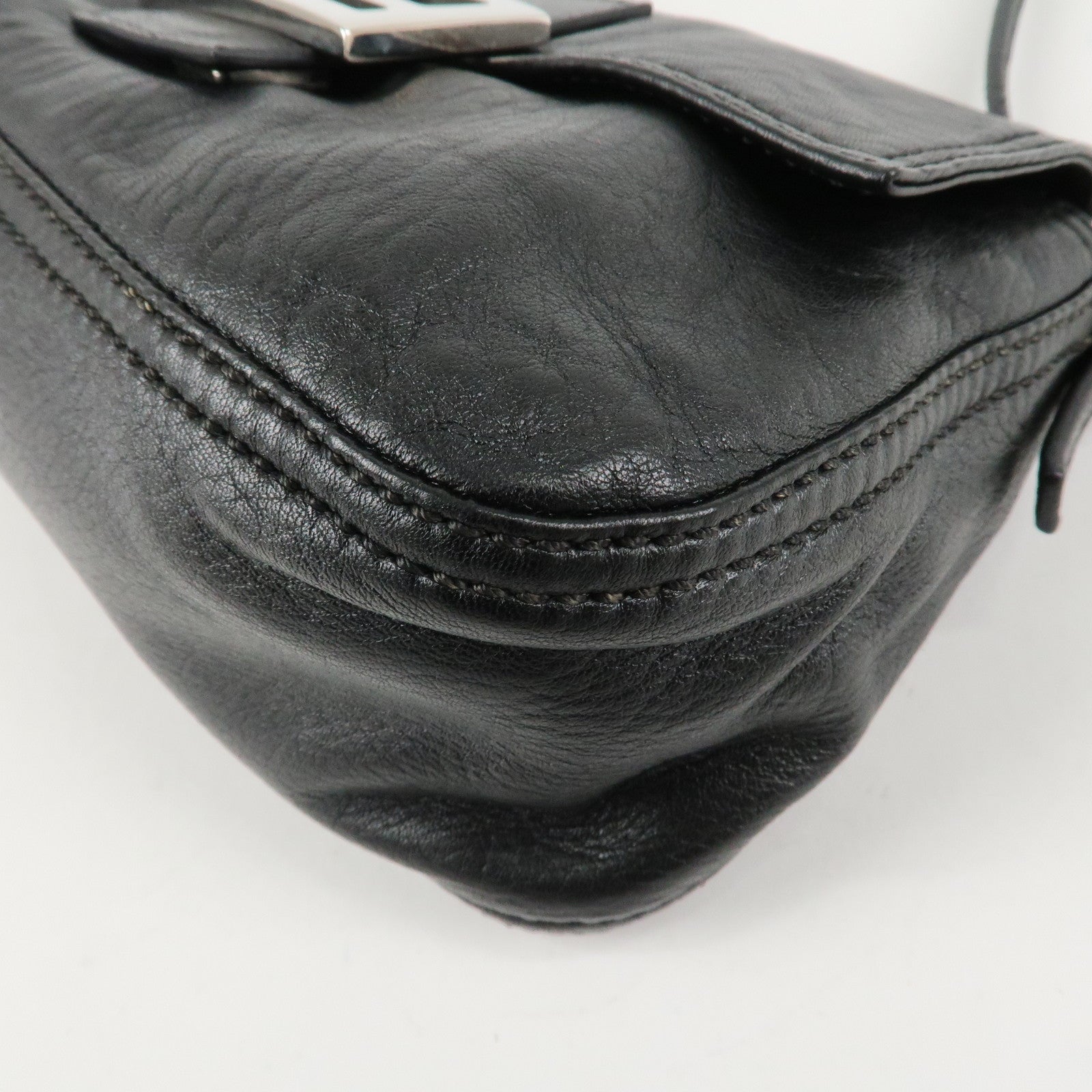 FENDI Mamma Baguette Shoulder Bag Hand Bag Black 8BR180 Used