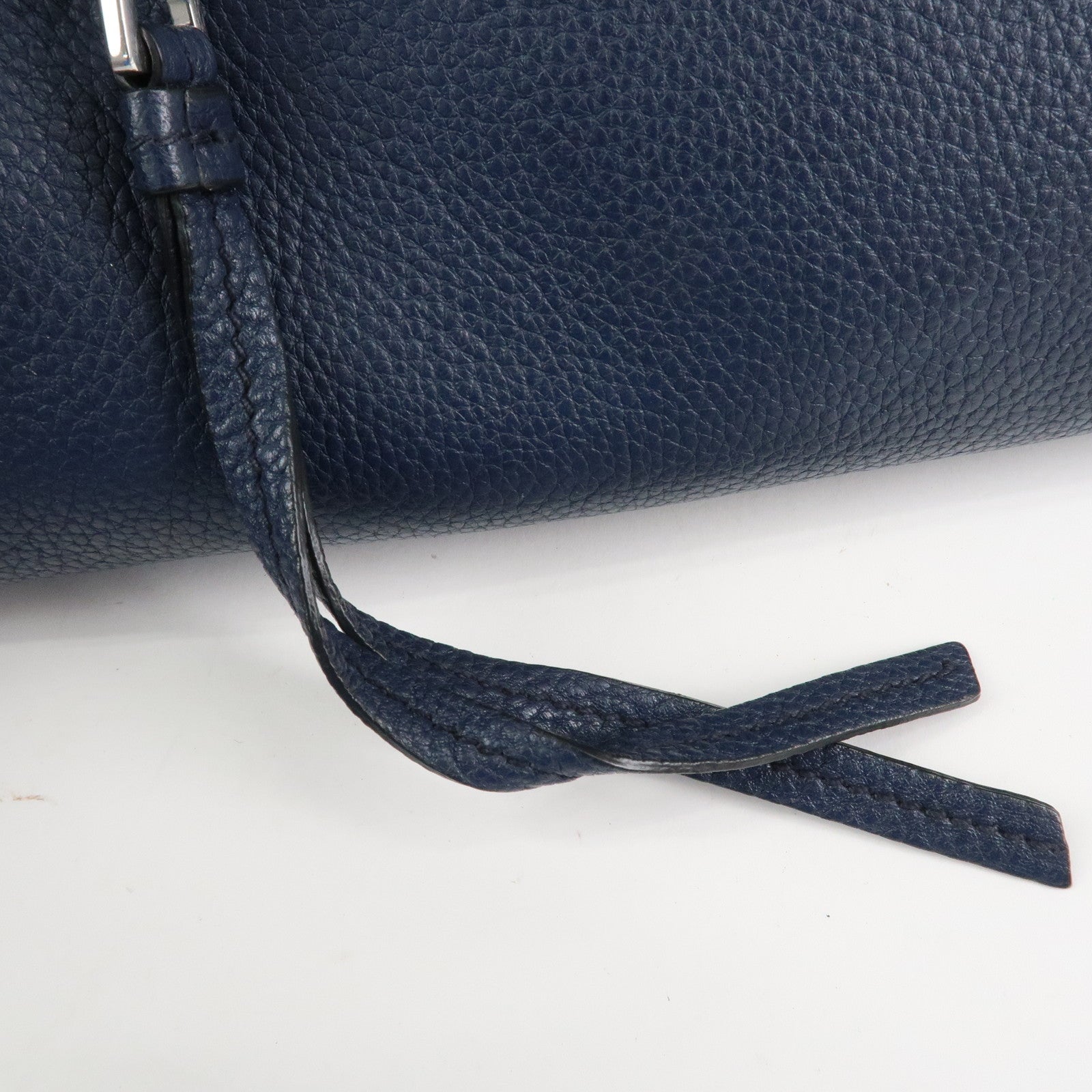 PRADA Logo Leather Vitello Phenix 2WAY Bag Hand Bag Navy 1BB022