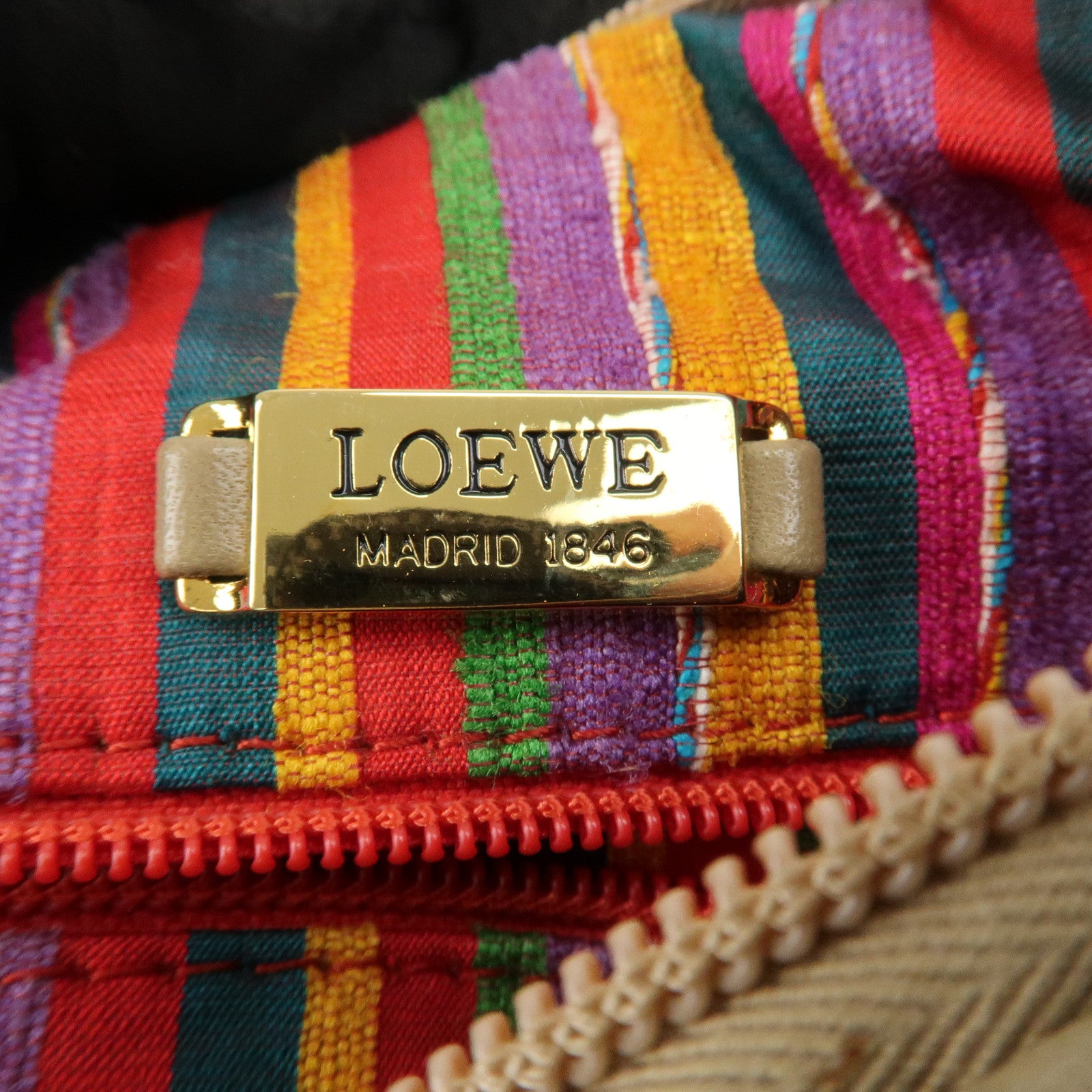 LOEWE Leather Shoulder Bag Crossbody Bag Beige White Used