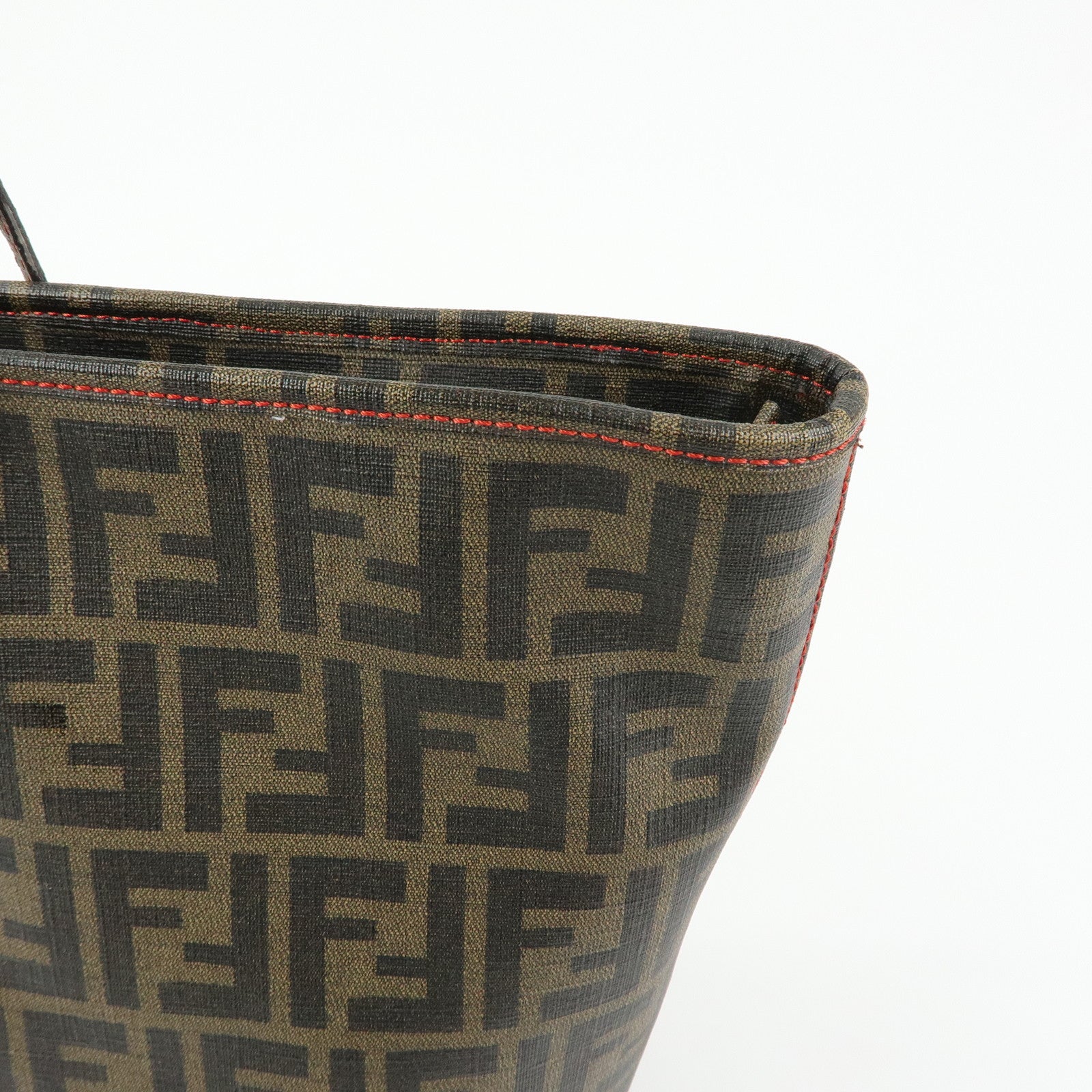 FENDI Zucca PVC Coated Canvas Tote Bag Hand Bag Brown 8BH185