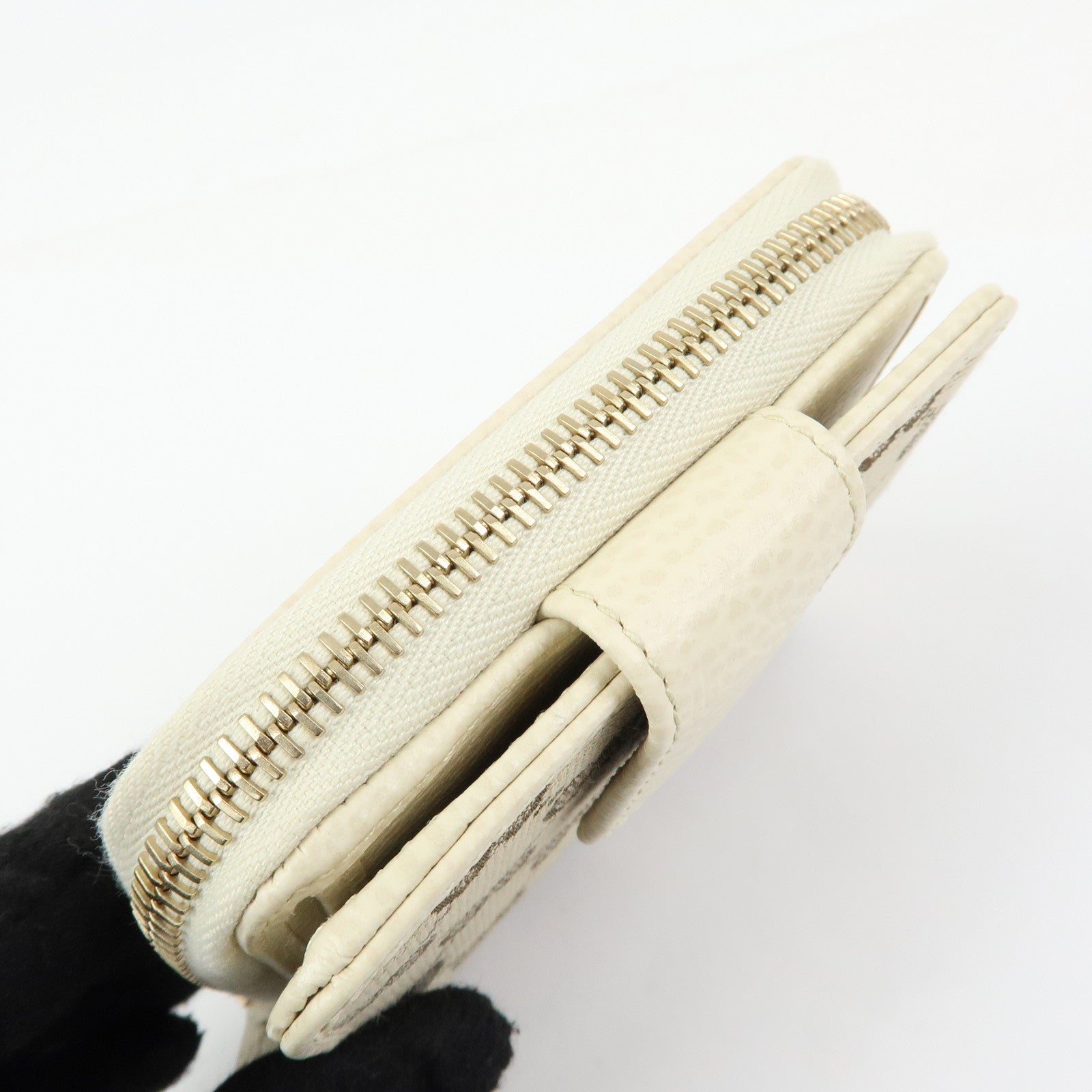 GUCCI GG Canvas Leather Bi-fold Compact Wallet Beige 346056
